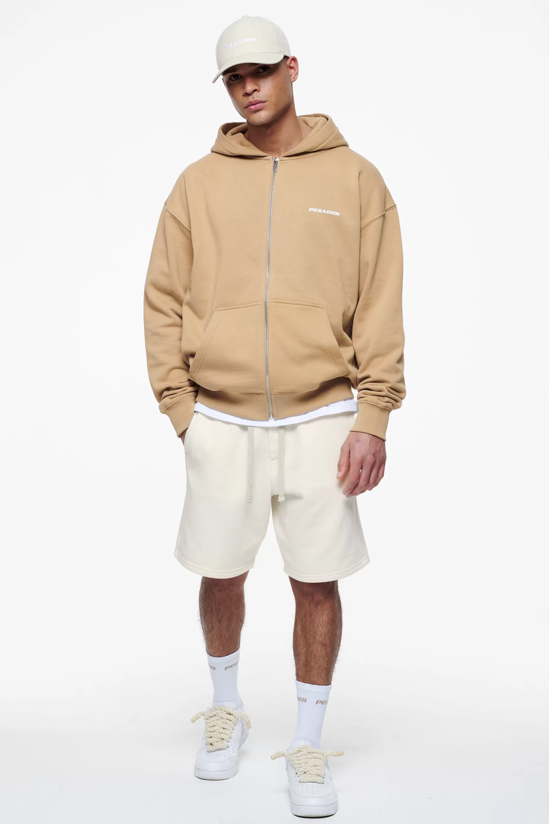 Best Sale Pegador Logo Heavy Sweat Shorts Vintage Washed Unbleached Gum