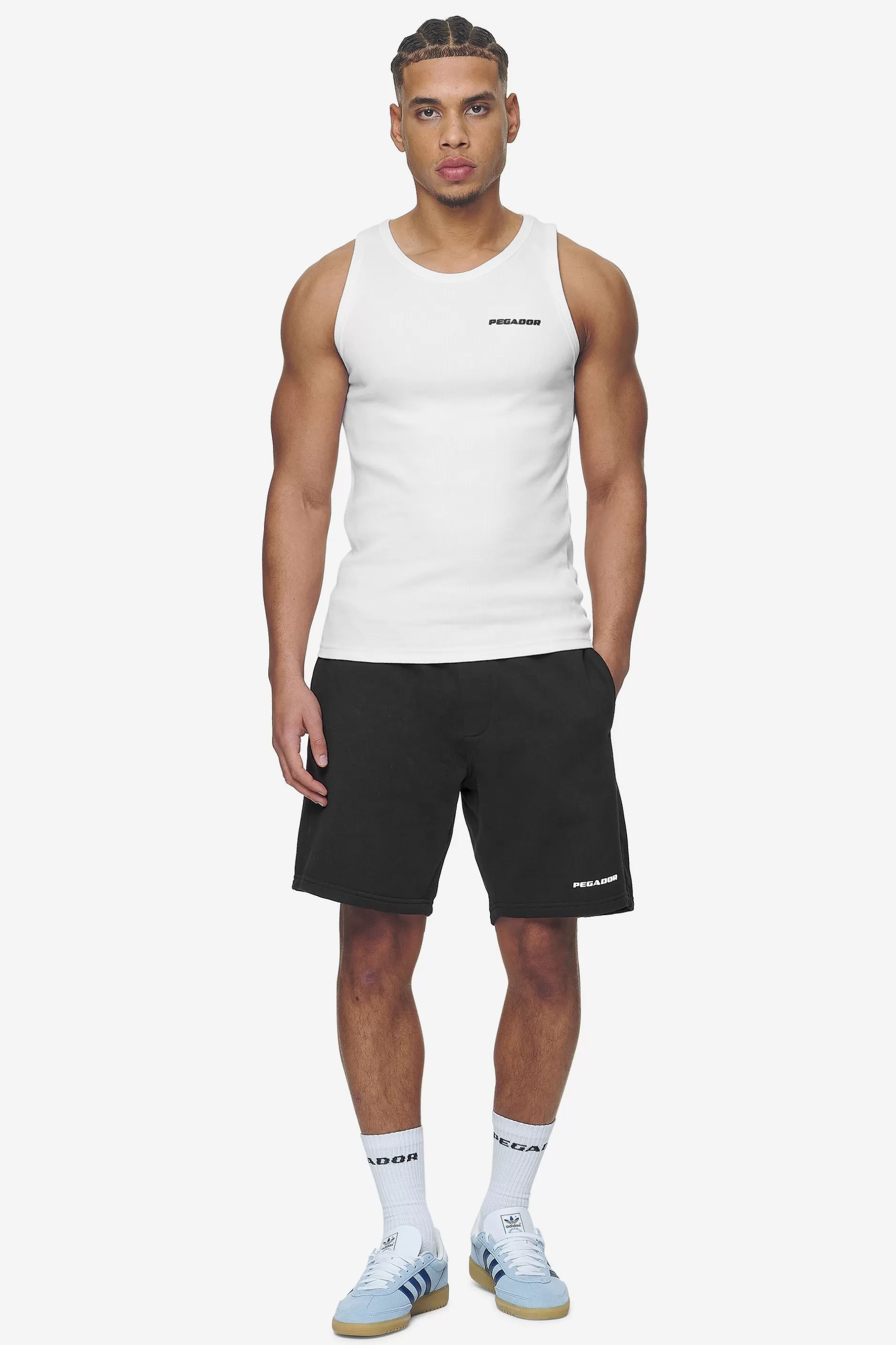 Best Sale Pegador Logo Heavy Sweat Shorts White Gum Washed black