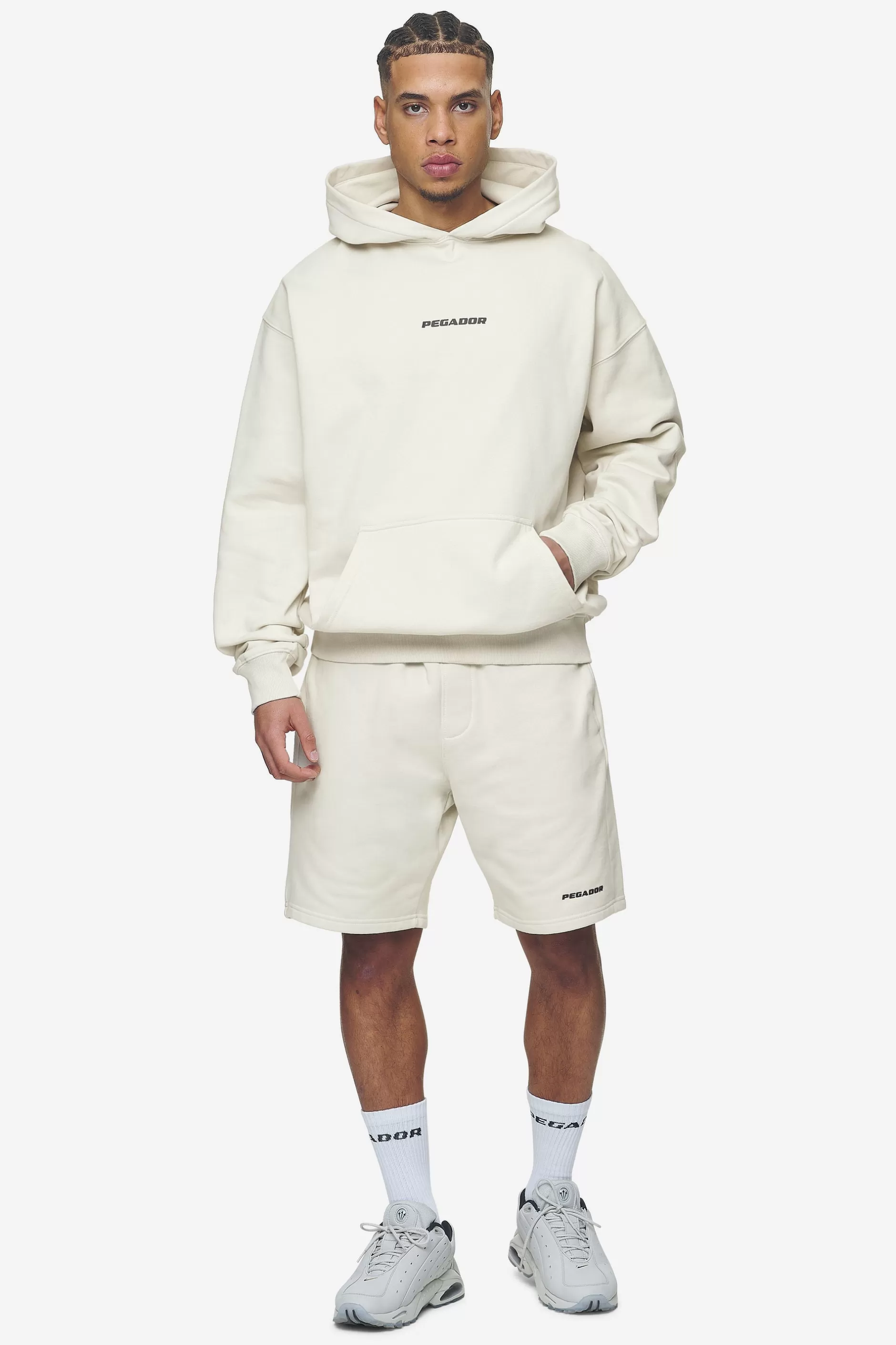 Flash Sale Pegador Logo Heavy Sweat Shorts Black Gum Washed salty cream