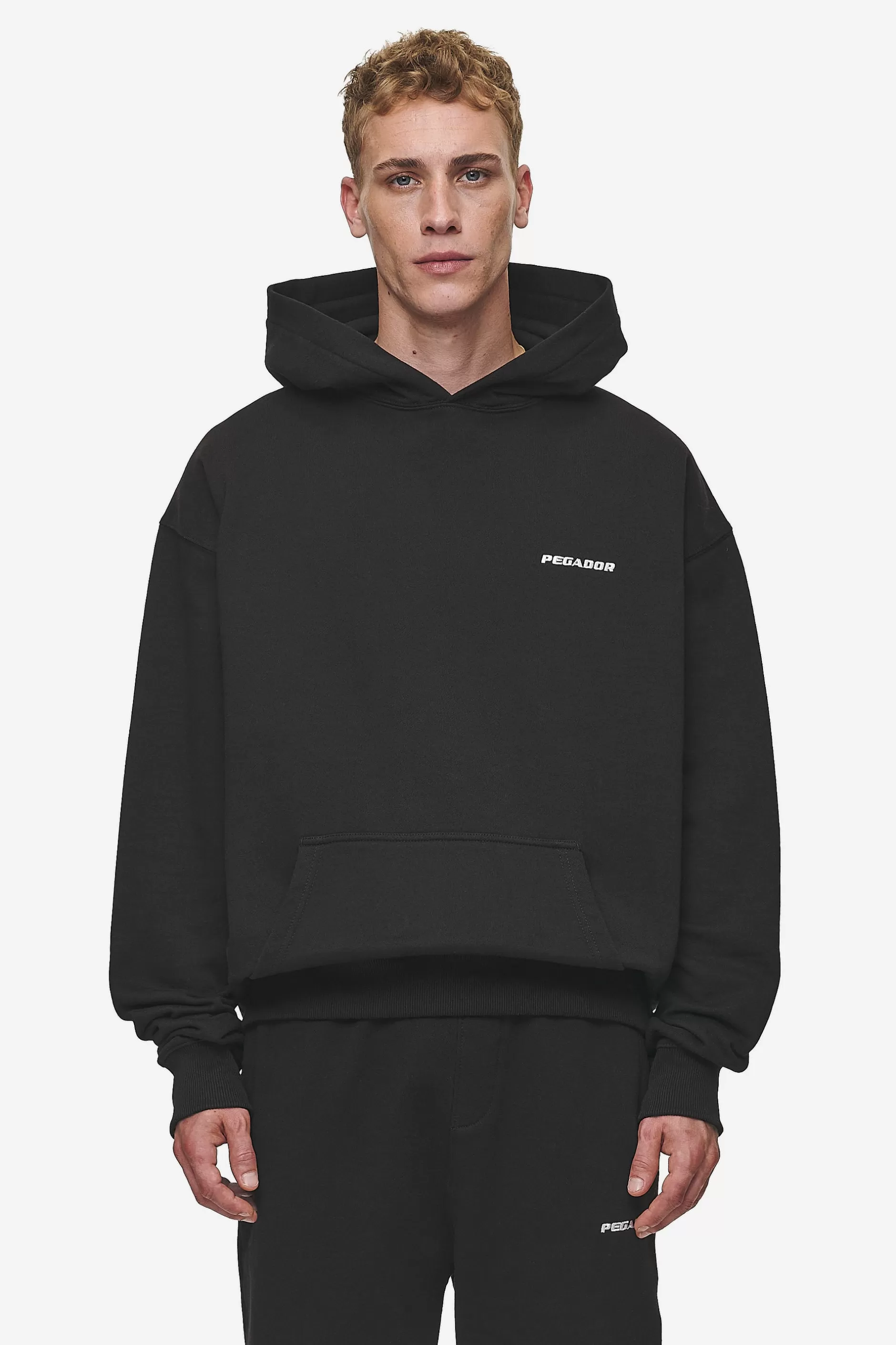 Hot Pegador Logo Oversized Hoodie Washed Black