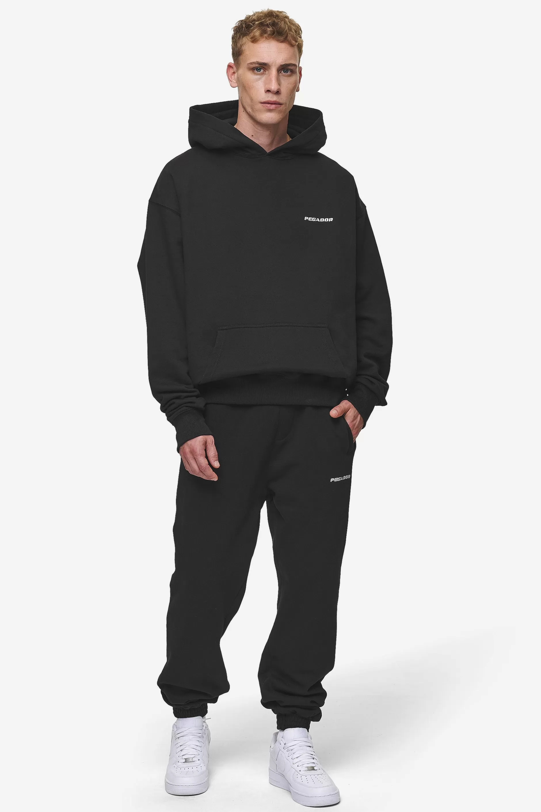 Hot Pegador Logo Oversized Hoodie Washed Black