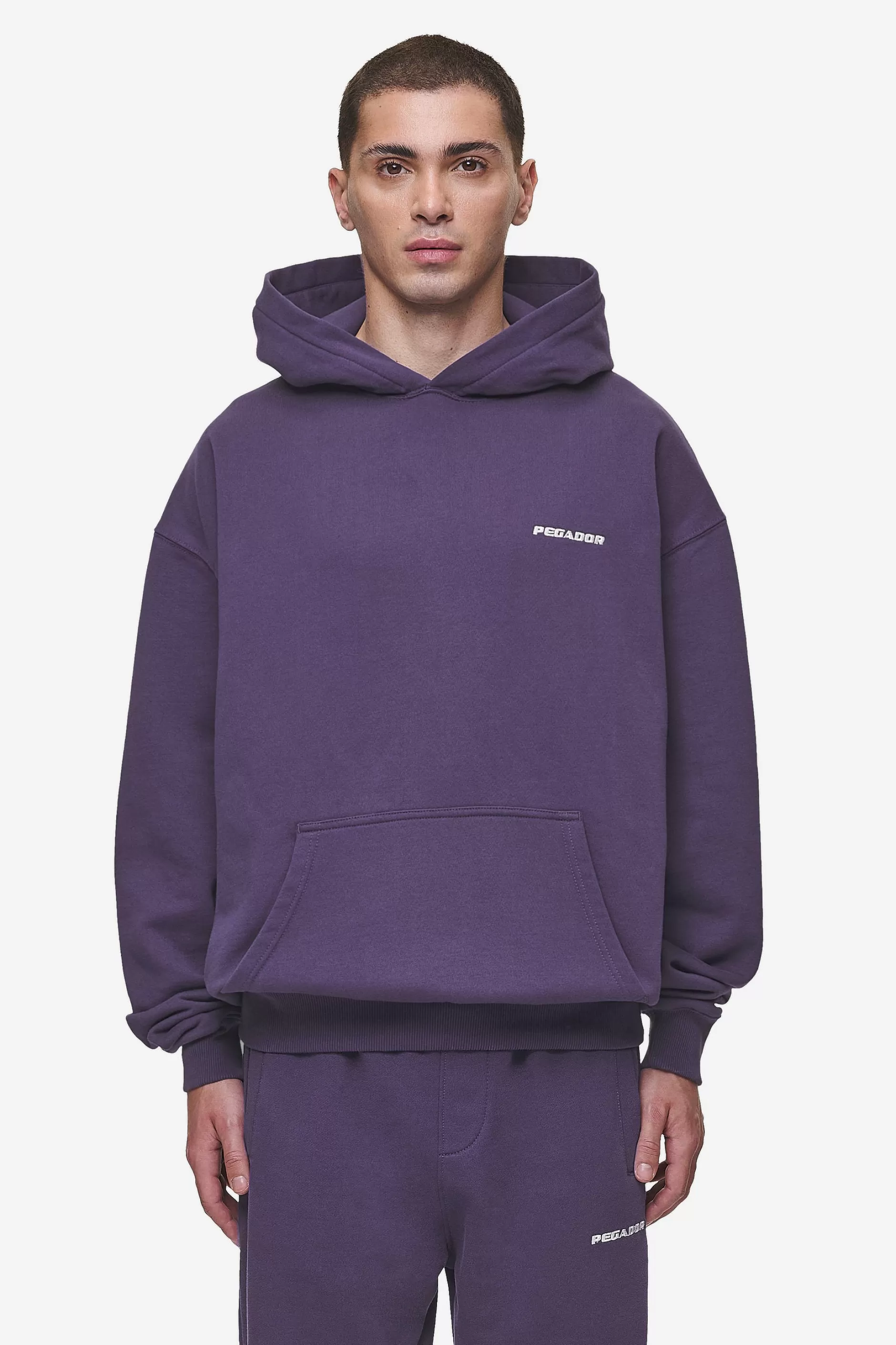 New Pegador Logo Oversized Hoodie Washed Deep Purple