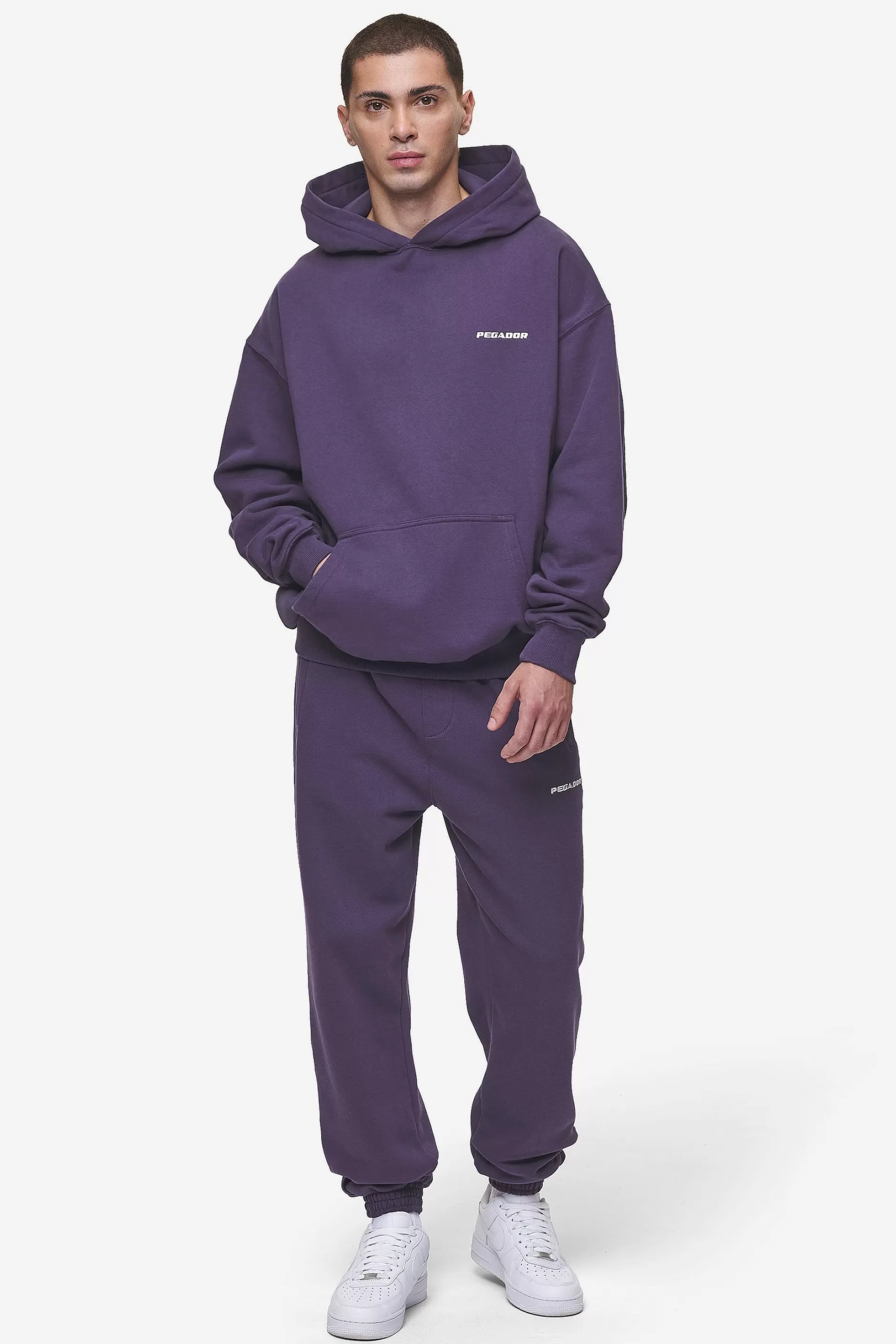 New Pegador Logo Oversized Hoodie Washed Deep Purple