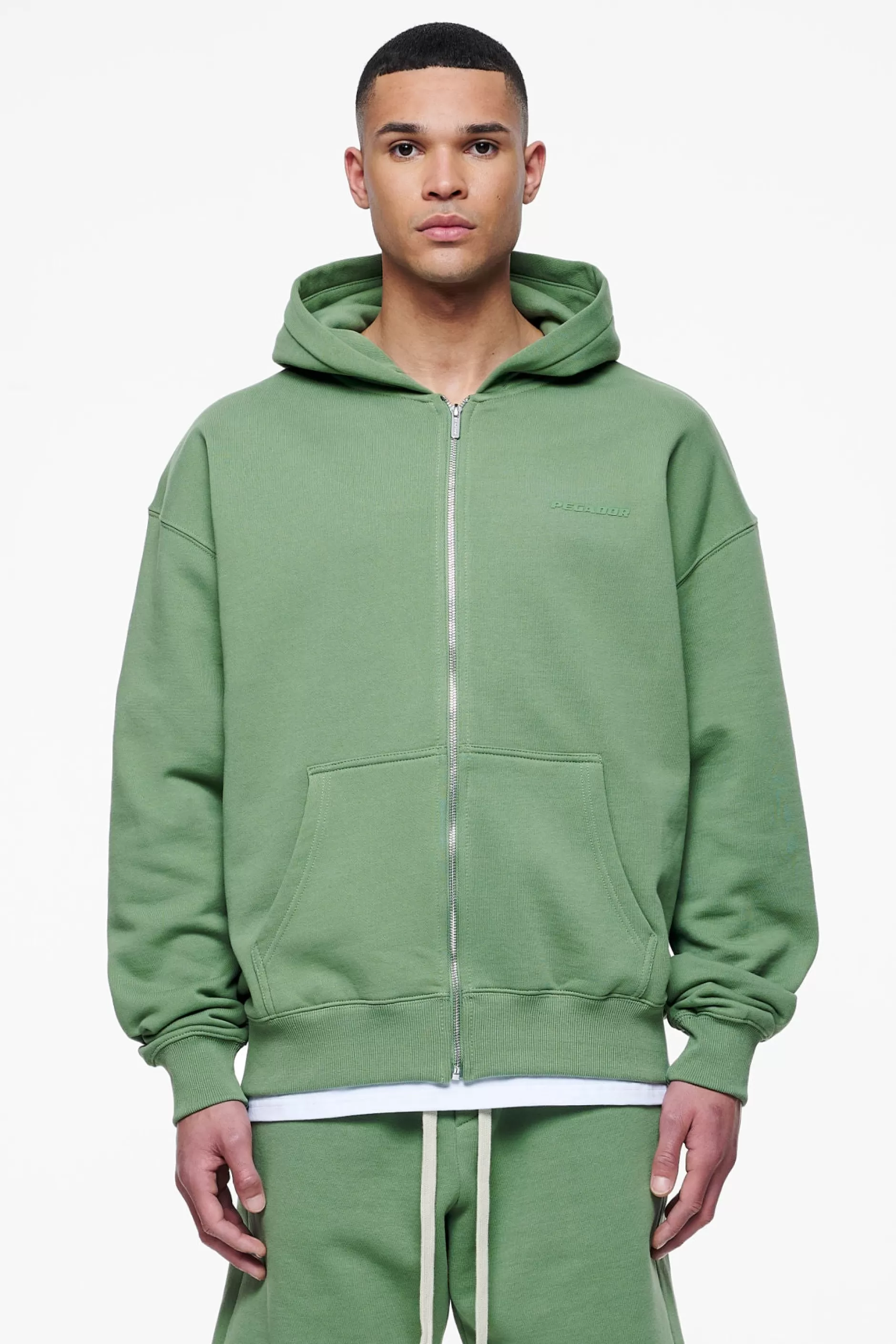 New Pegador Logo Oversized Sweat Jacket Gum Vintage washed cypress green