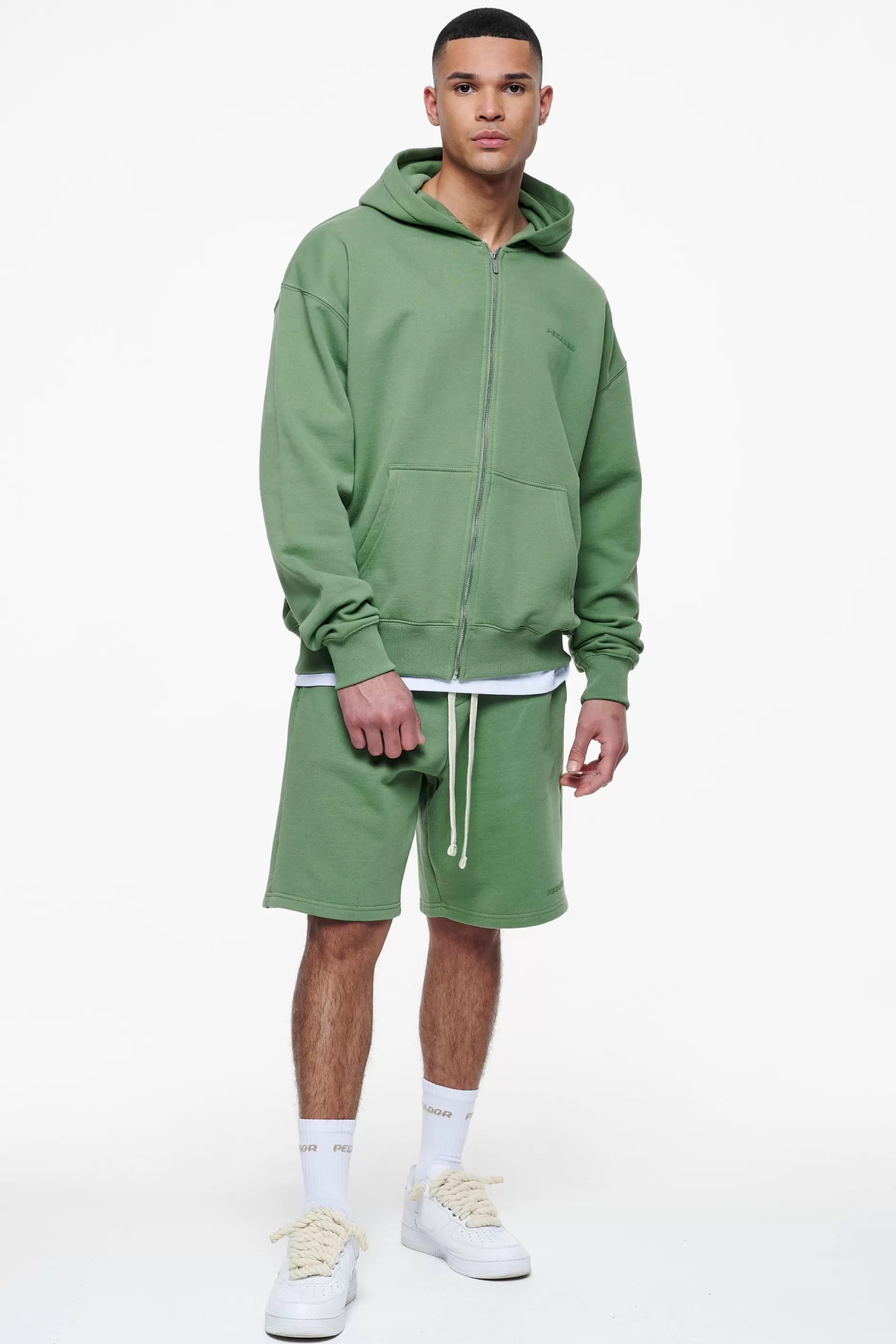 New Pegador Logo Oversized Sweat Jacket Gum Vintage washed cypress green