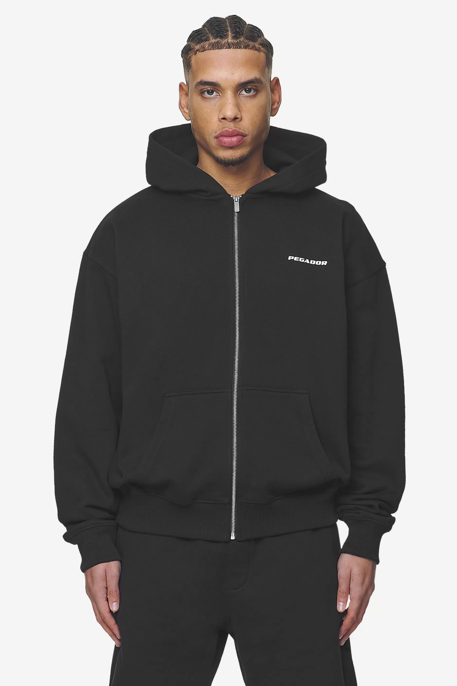 Best Sale Pegador Logo Oversized Sweat Jacket White Gum Washed black