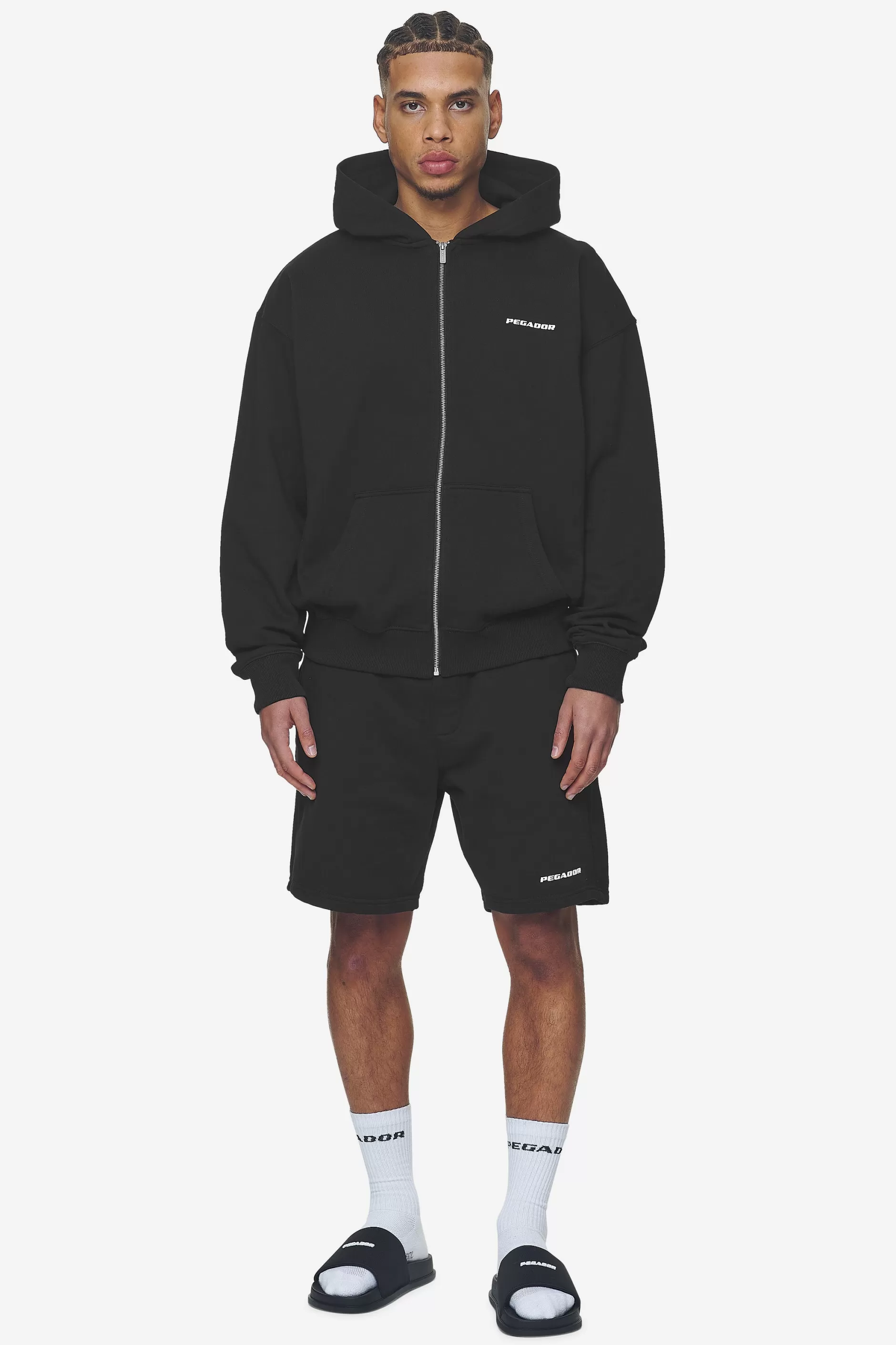 Best Sale Pegador Logo Oversized Sweat Jacket White Gum Washed black