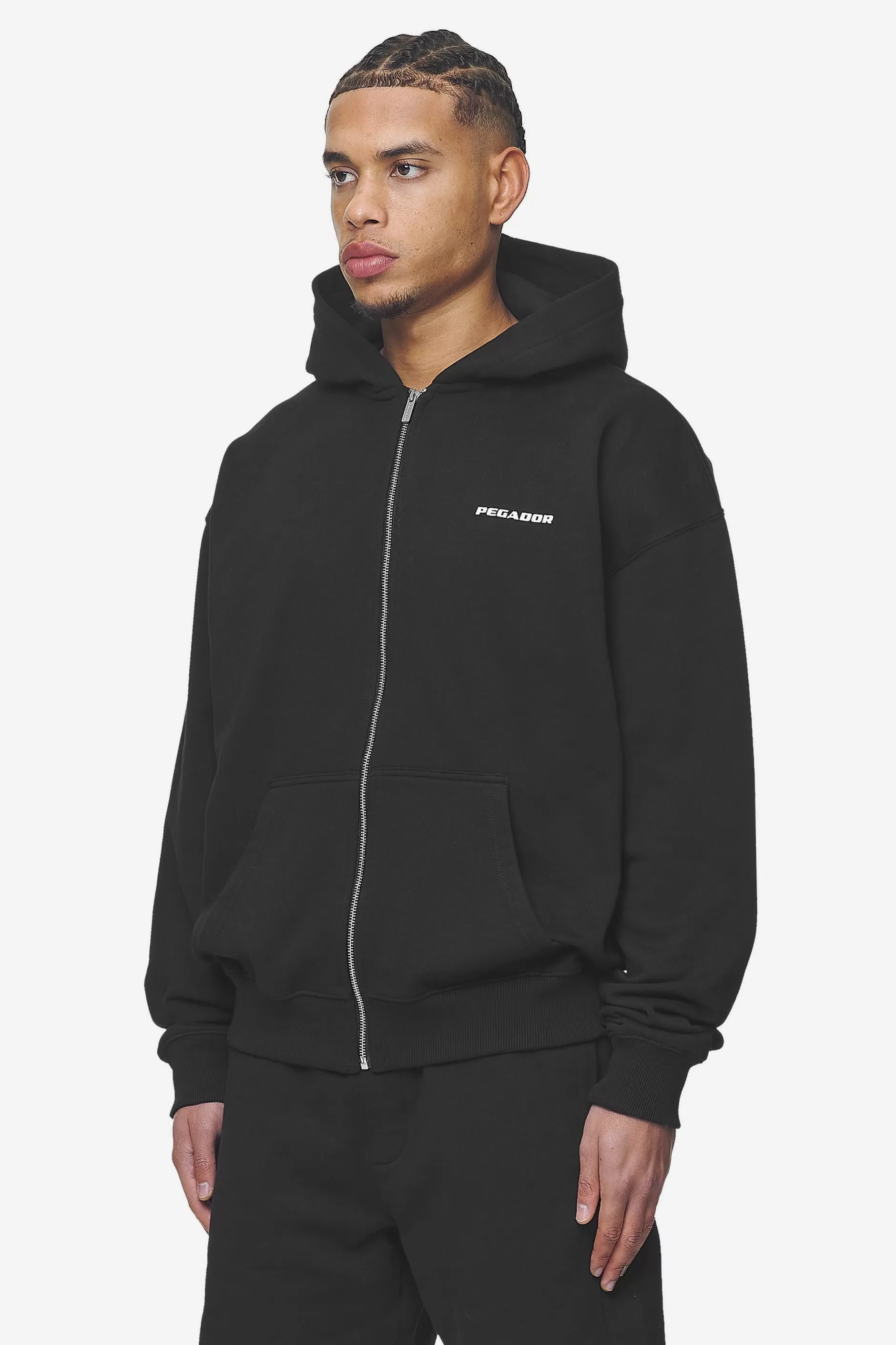 Best Sale Pegador Logo Oversized Sweat Jacket White Gum Washed black