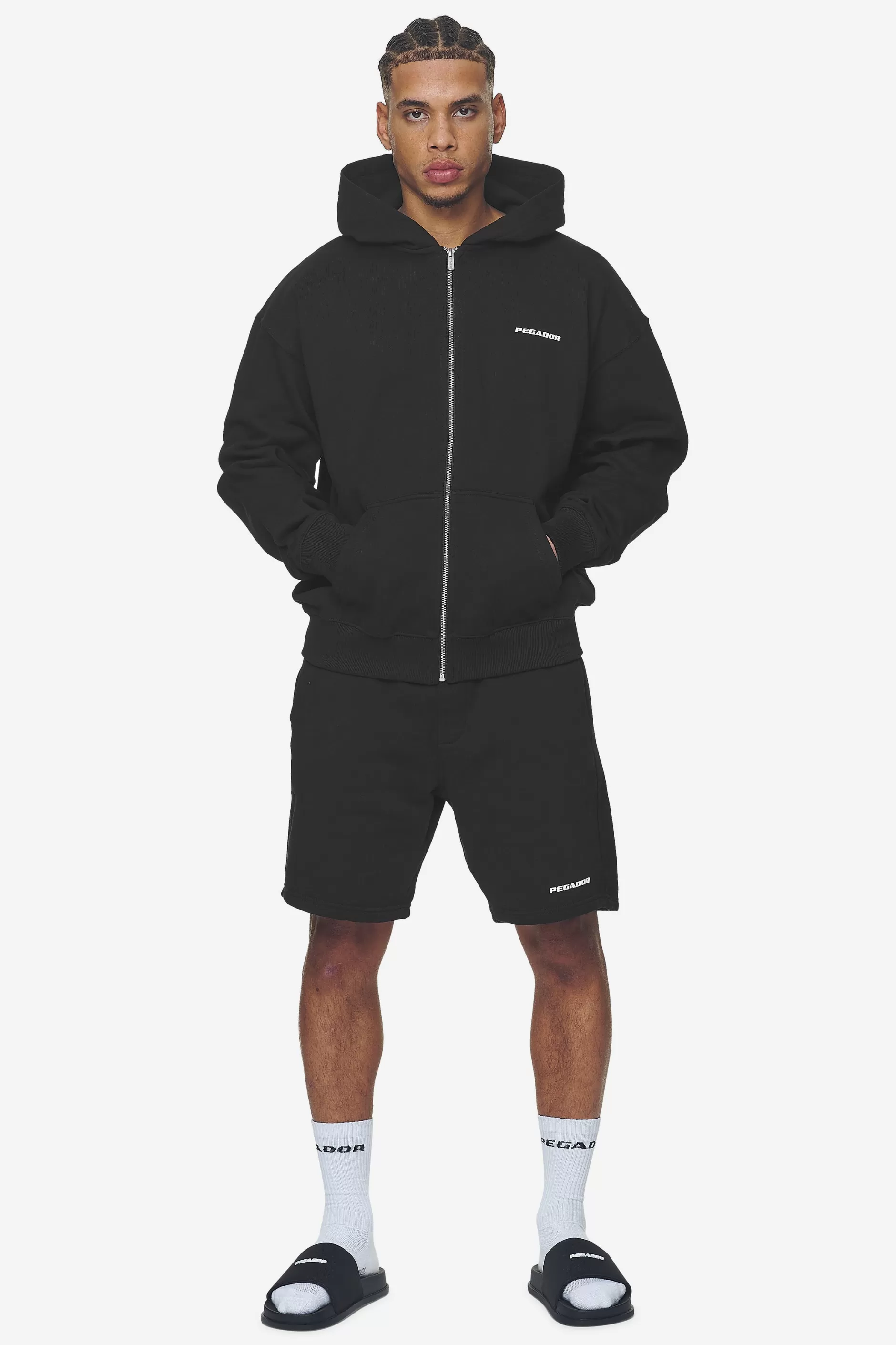 Best Sale Pegador Logo Oversized Sweat Jacket White Gum Washed black