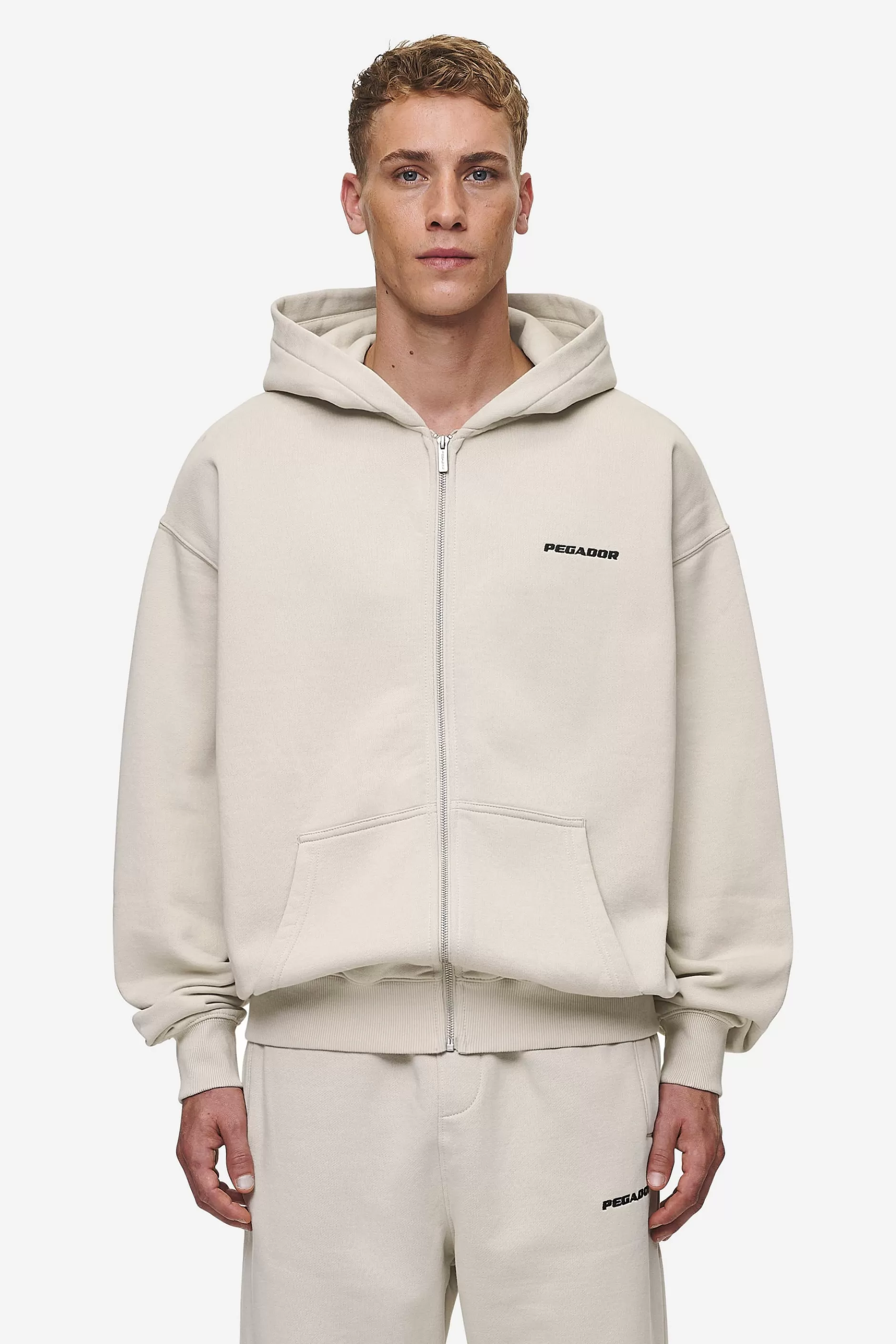 Store Pegador Logo Oversized Sweat Jacket Washed Light Beige