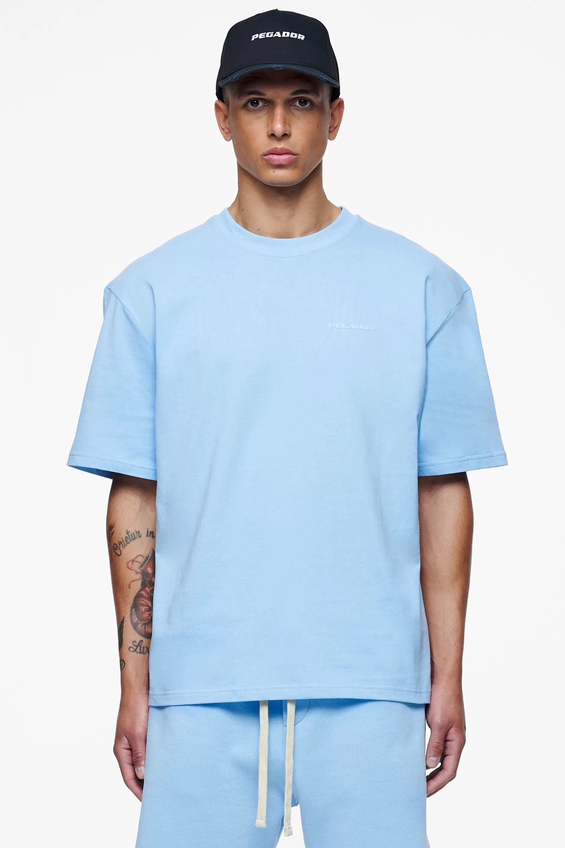 Online Pegador Logo Oversized Tee Gum Vintage washed riviera blue