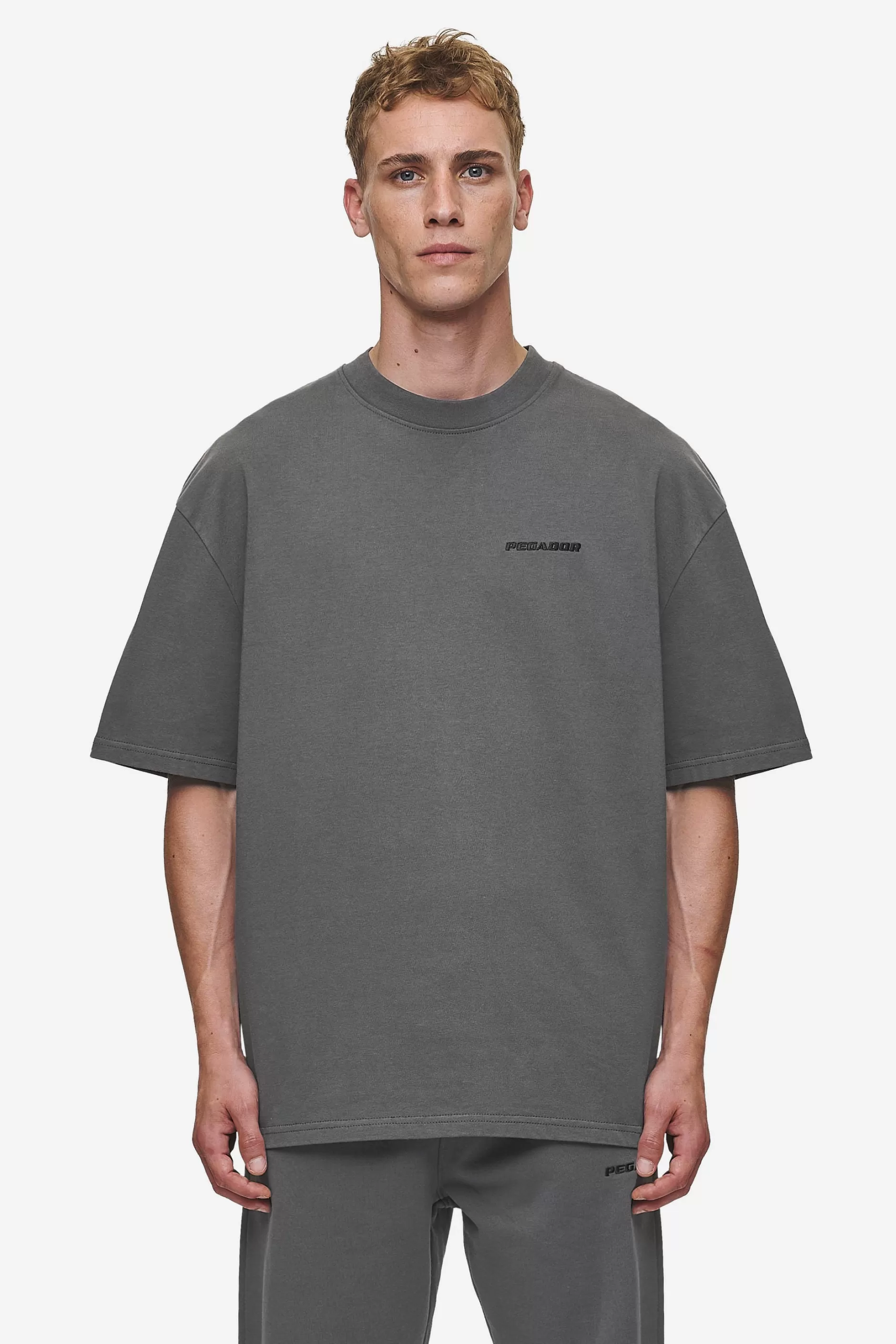 Best Sale Pegador Logo Oversized Tee Washed Anthracite