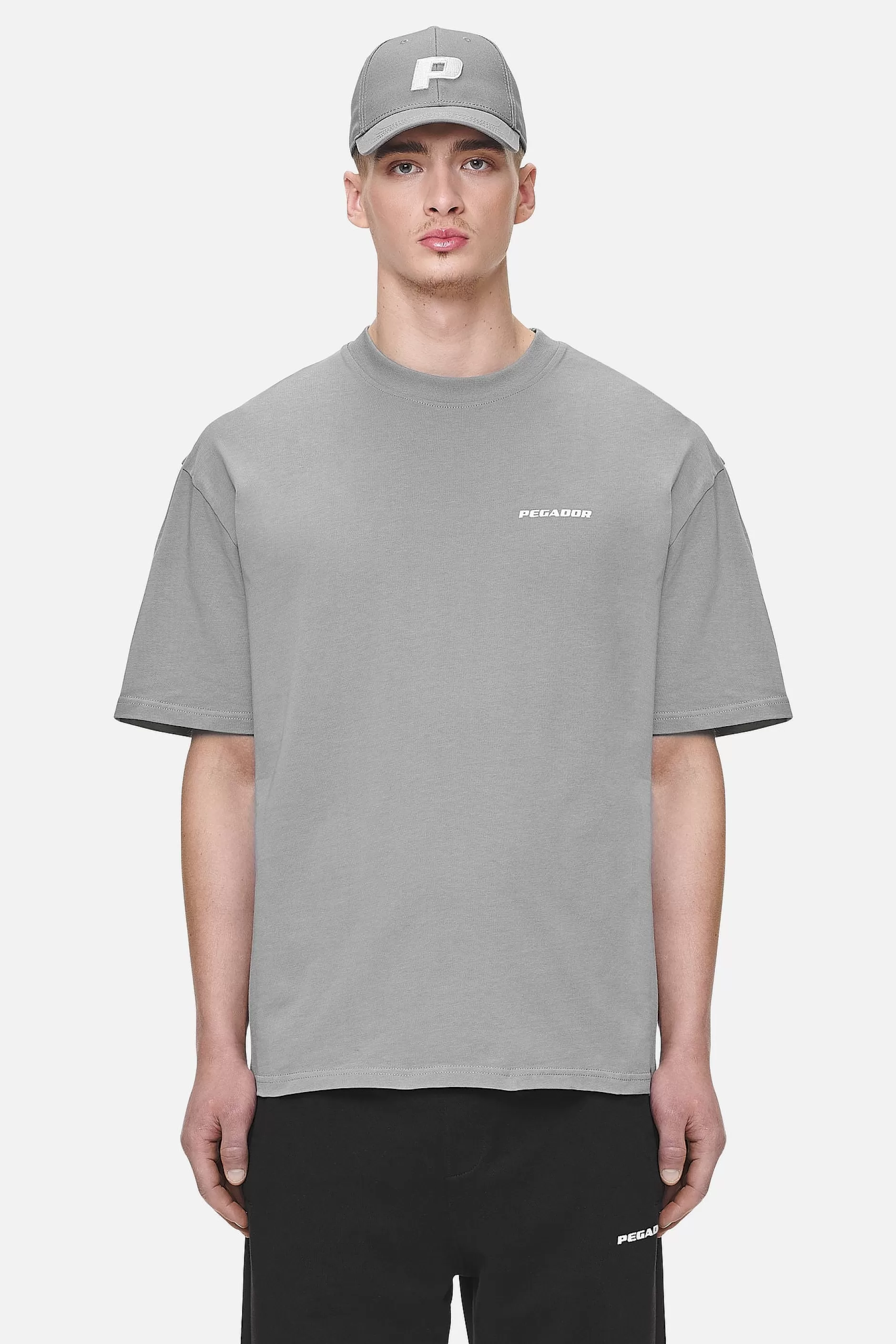 Shop Pegador Logo Oversized Tee White Gum Washed cool grey