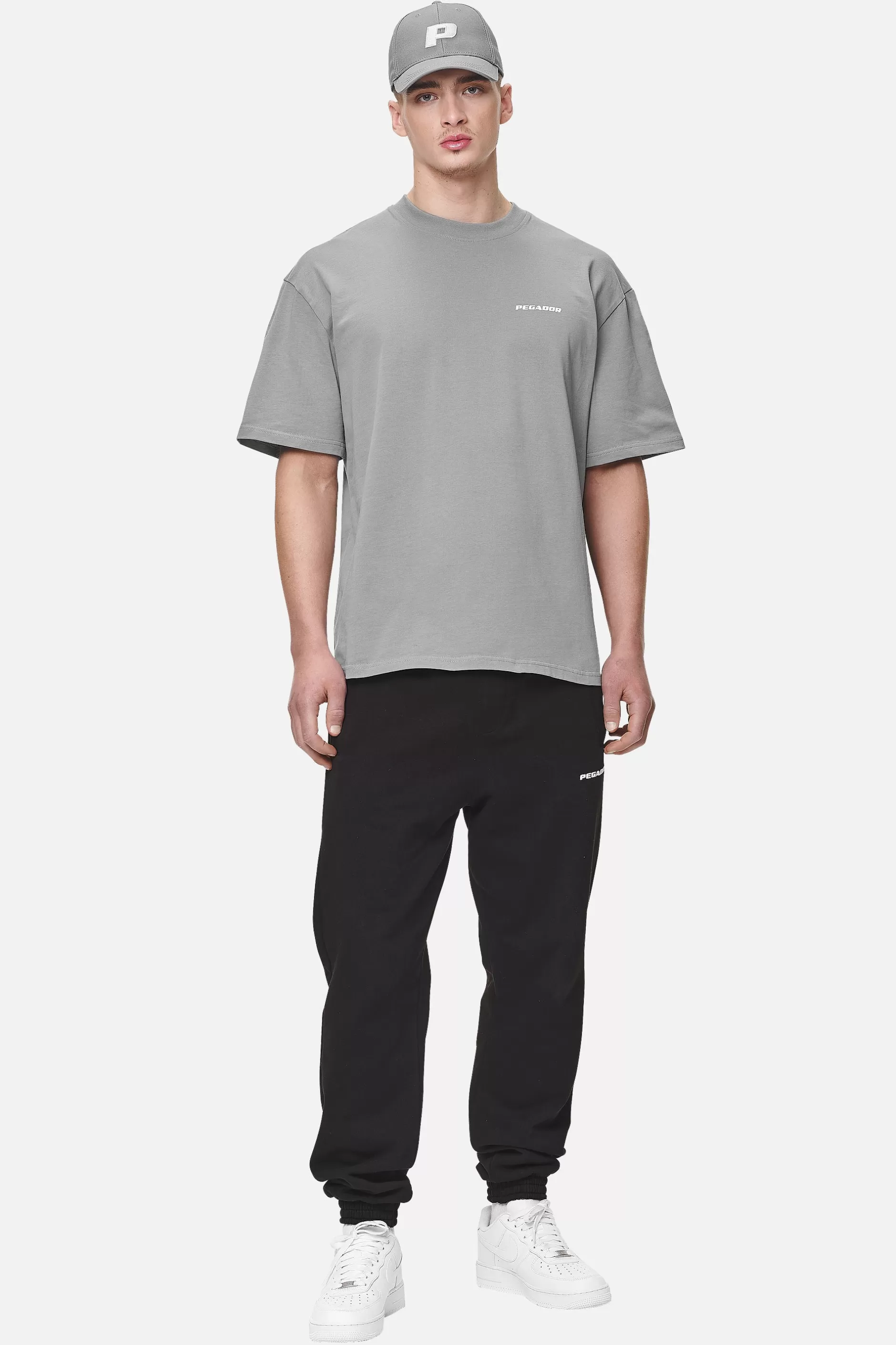 Shop Pegador Logo Oversized Tee White Gum Washed cool grey