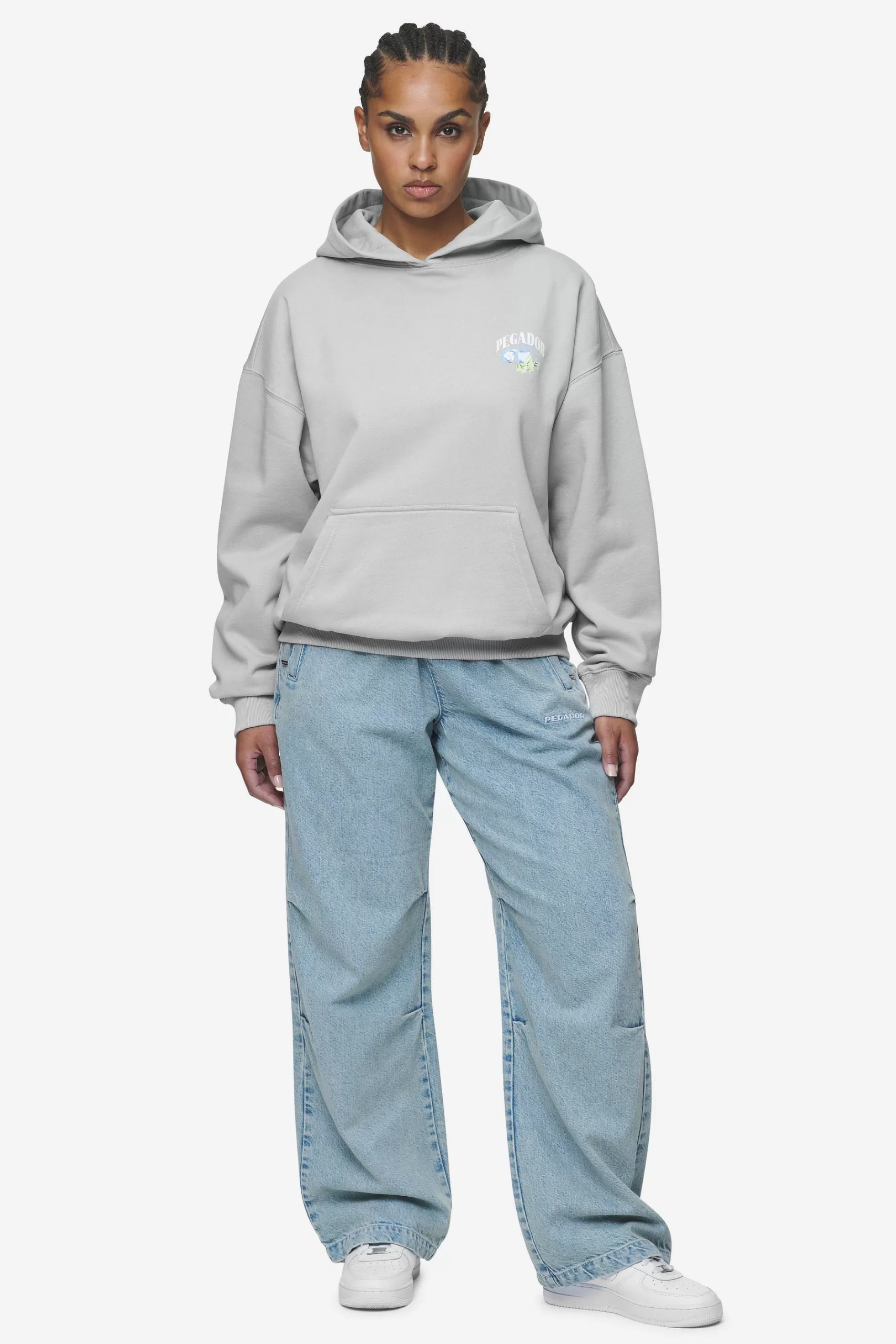 Clearance Pegador Lucia Oversized Hoodie Washed Sky Grey