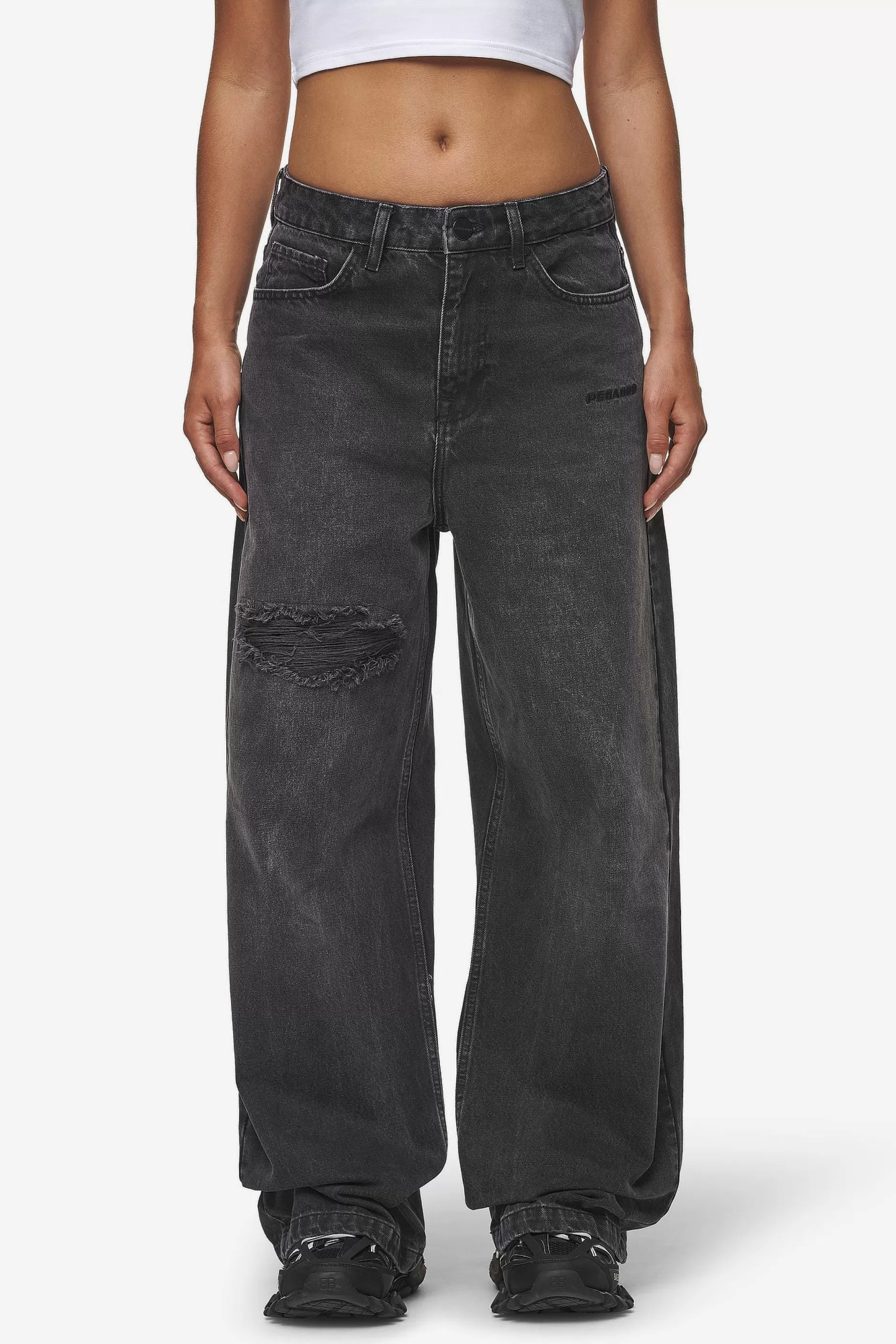 Clearance Pegador Mally Super Baggy Jeans Washed Deep Grey