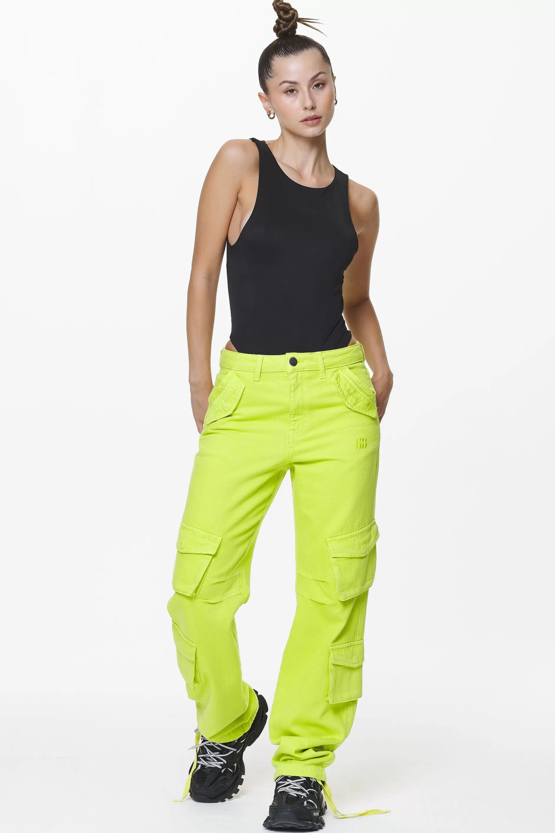 Cheap Pegador Maloy Cargo Wide Jeans Washed Lime Yellow