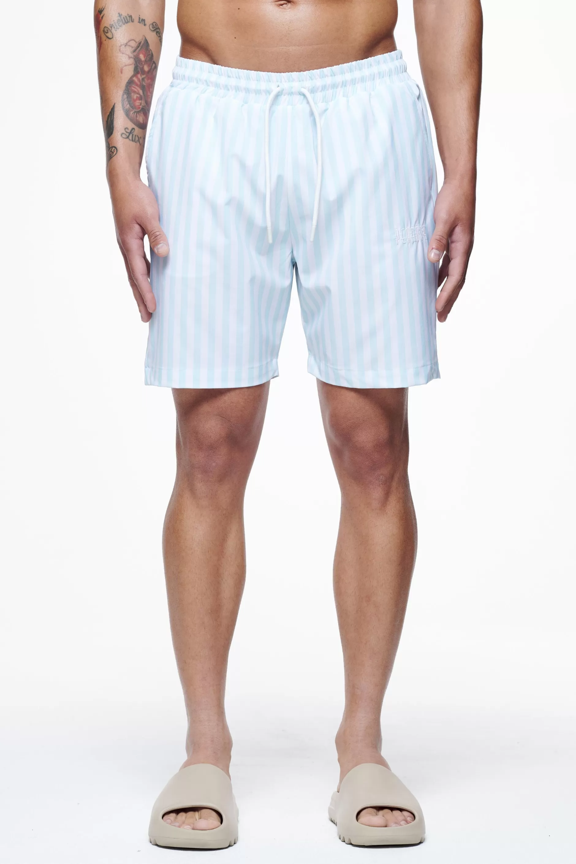 New Pegador Manett Striped Swim Shorts Riviera Blue White