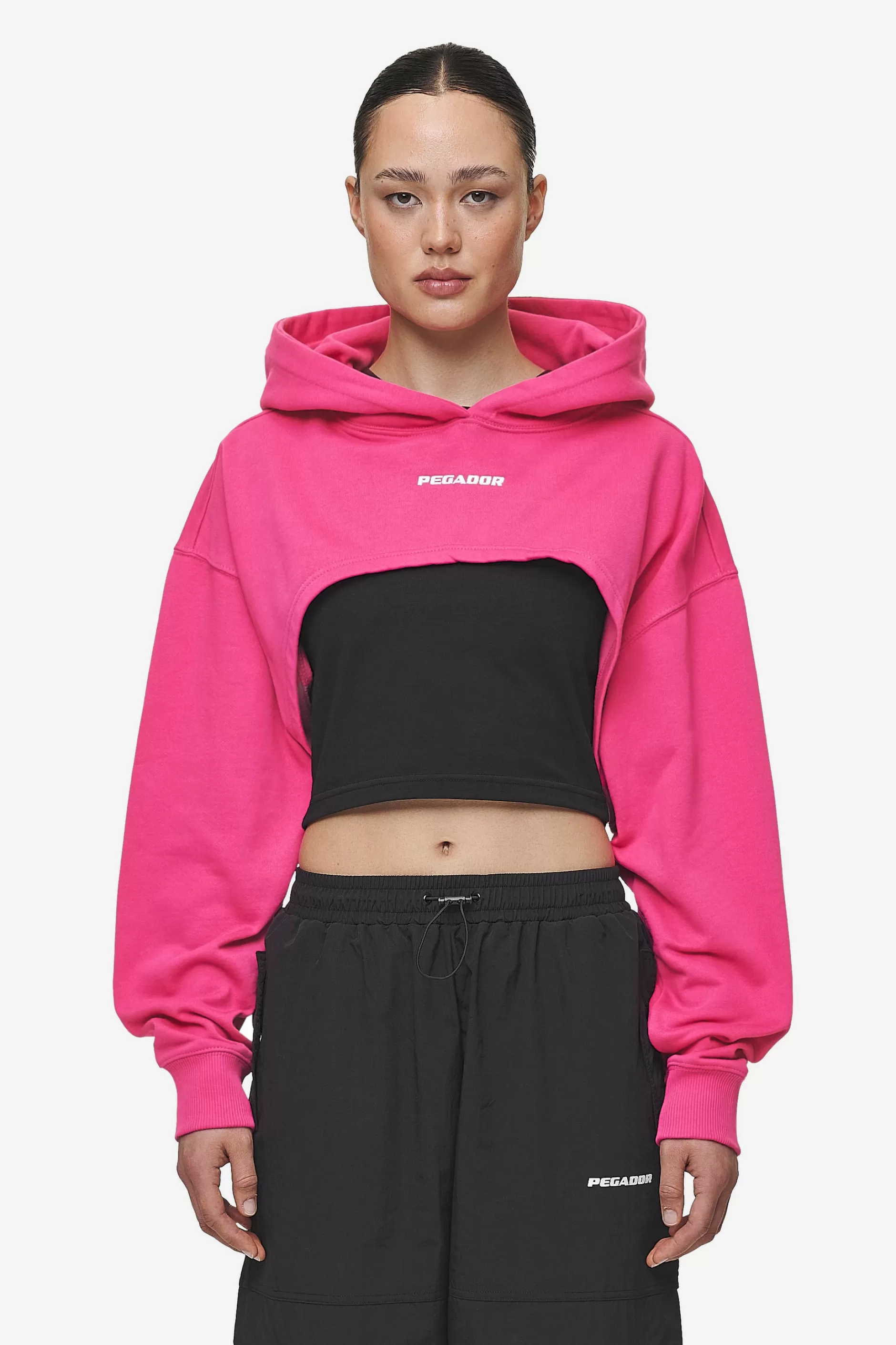 Flash Sale Pegador Mina Super Cropped Hoodie Washed Digital Pink