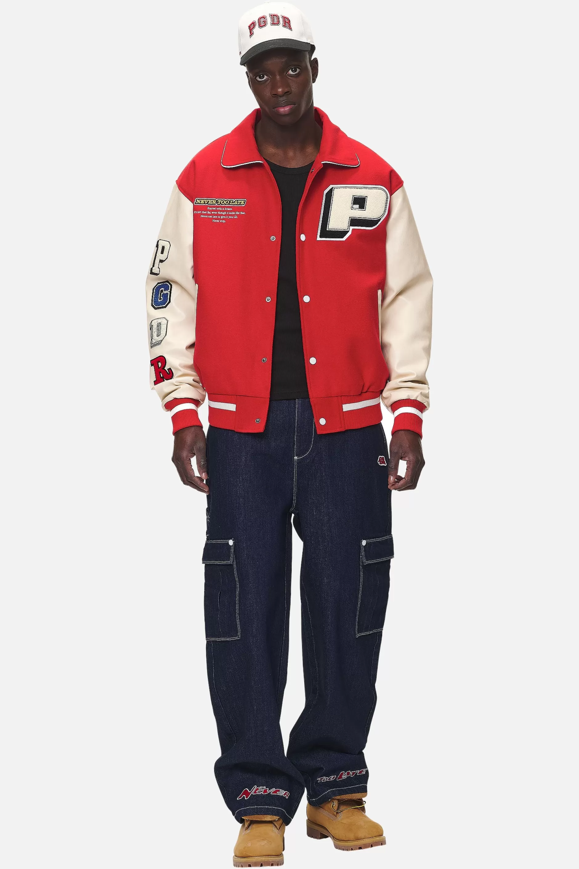 Store Pegador Oris Varsity Jacket Red Cream