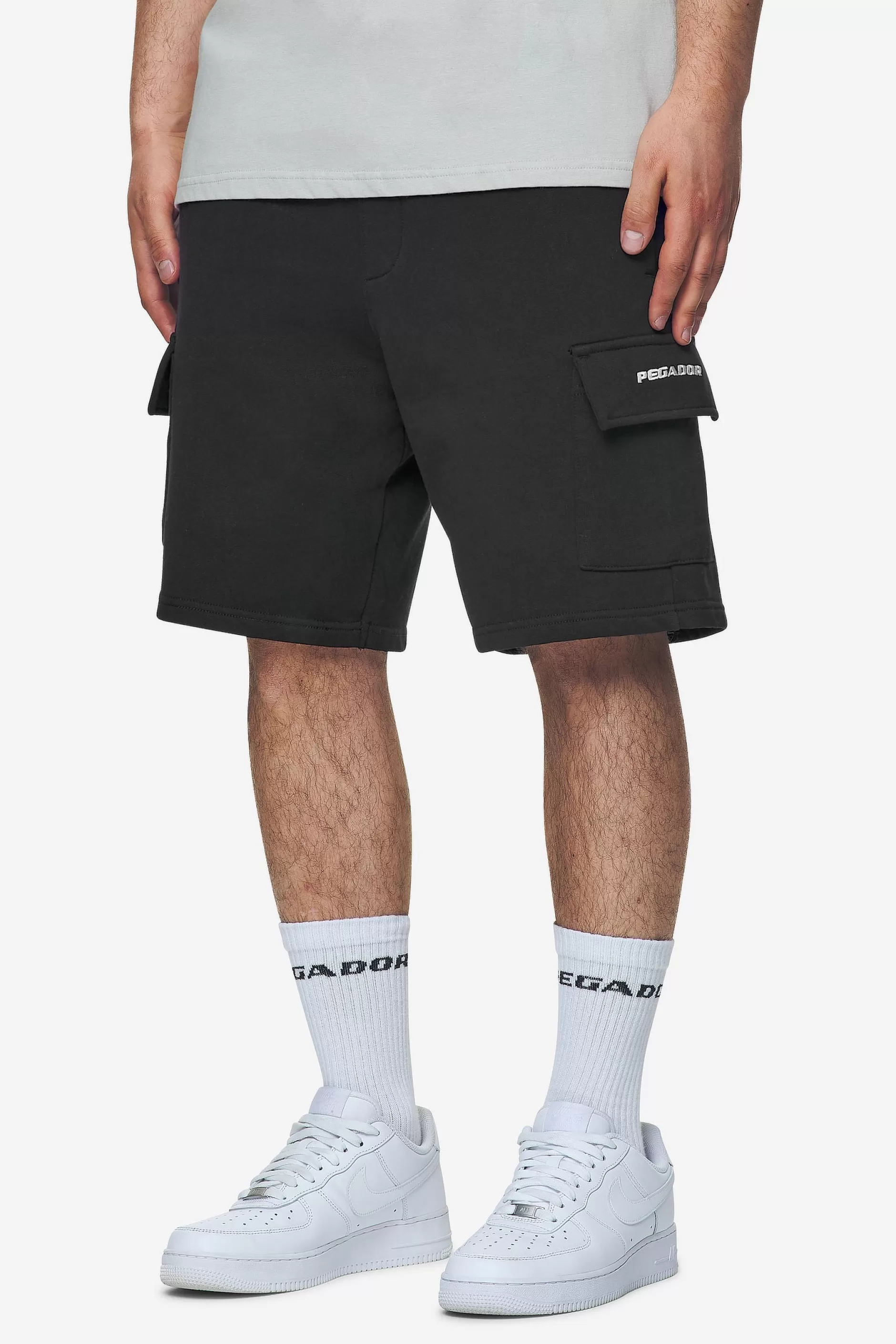 Cheap Pegador Otega Terry Cargo Shorts Vintage black