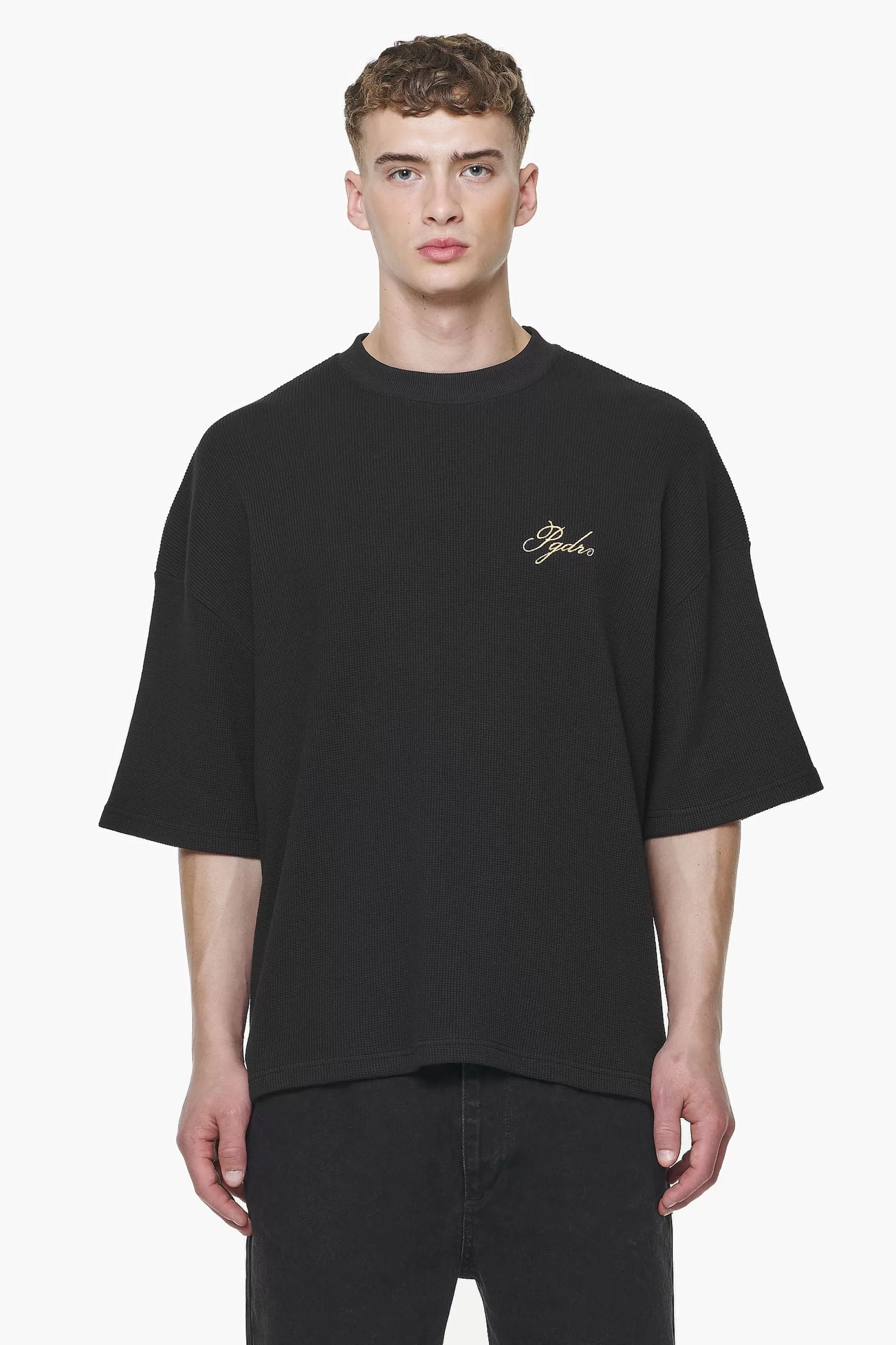 Discount Pegador Quat Waffle Boxy Tee Vintage Washed Onyx Black