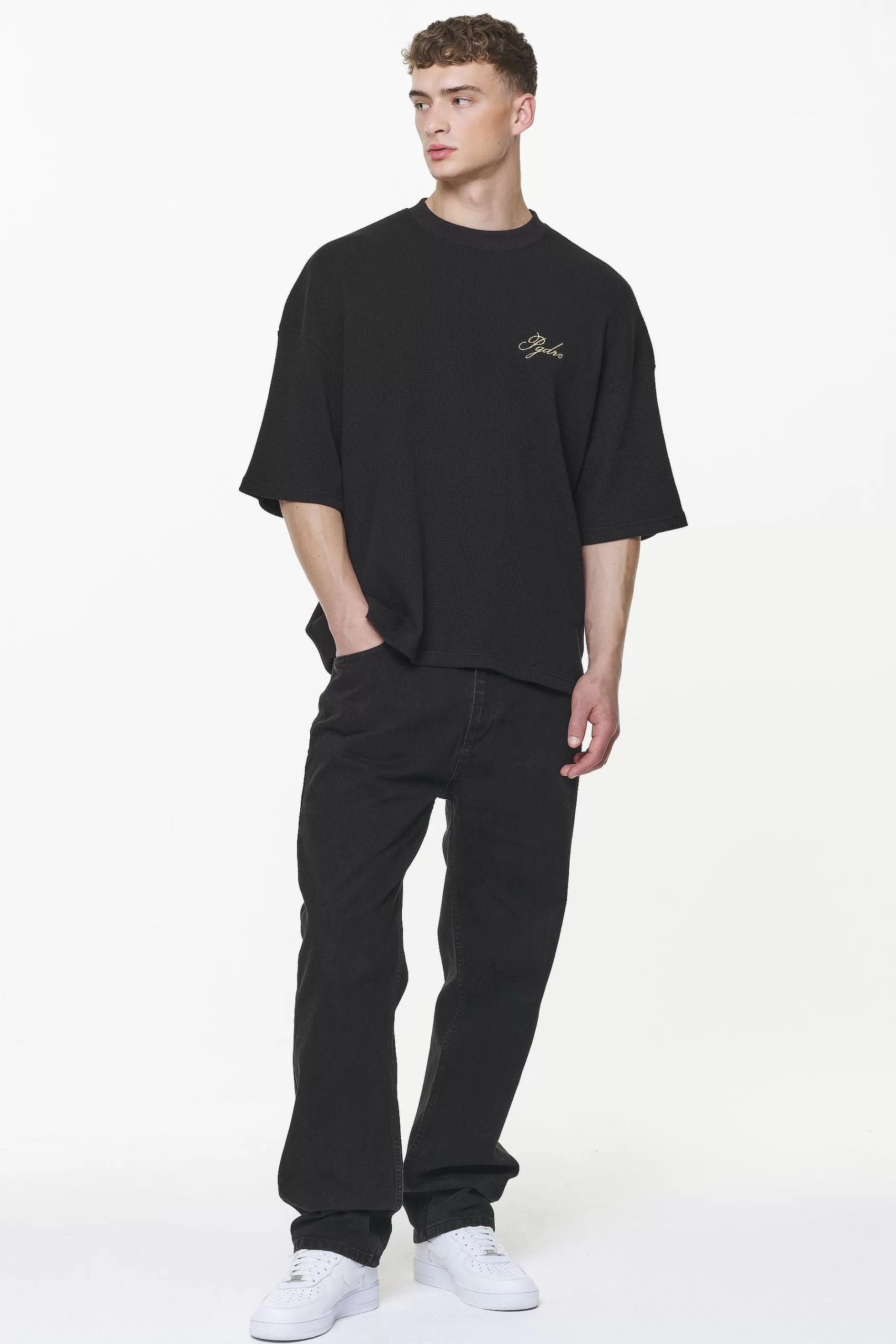 Discount Pegador Quat Waffle Boxy Tee Vintage Washed Onyx Black