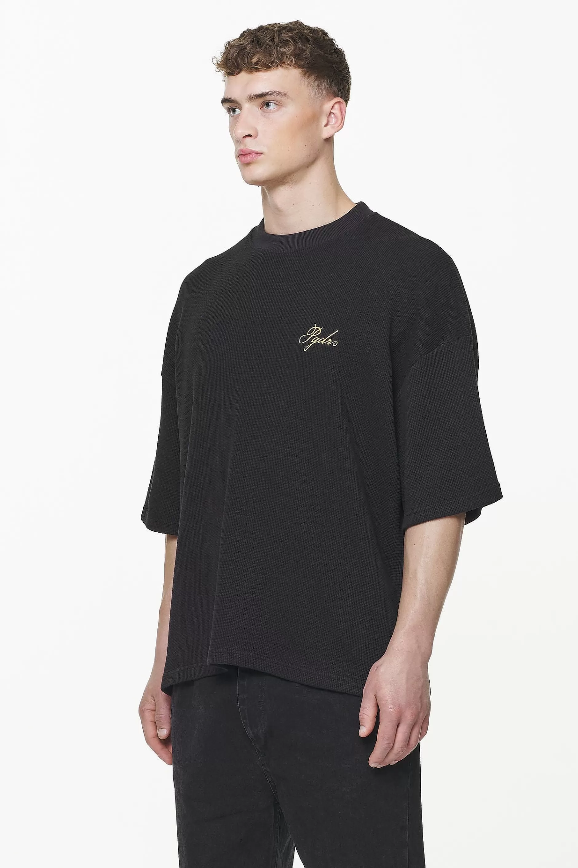 Discount Pegador Quat Waffle Boxy Tee Vintage Washed Onyx Black
