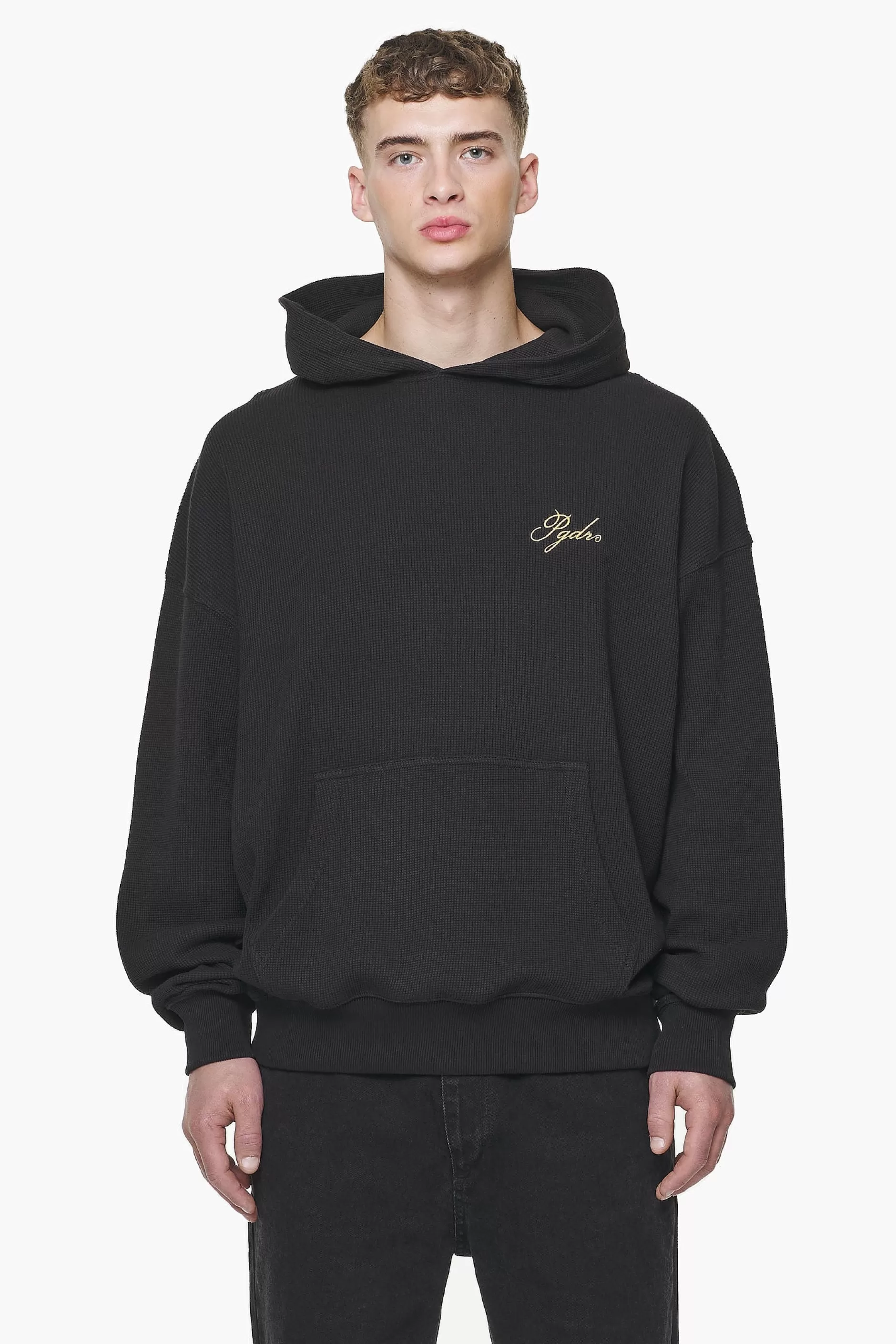 Cheap Pegador Quat Waffle Oversized Hoodie Vintage Washed Onyx Black