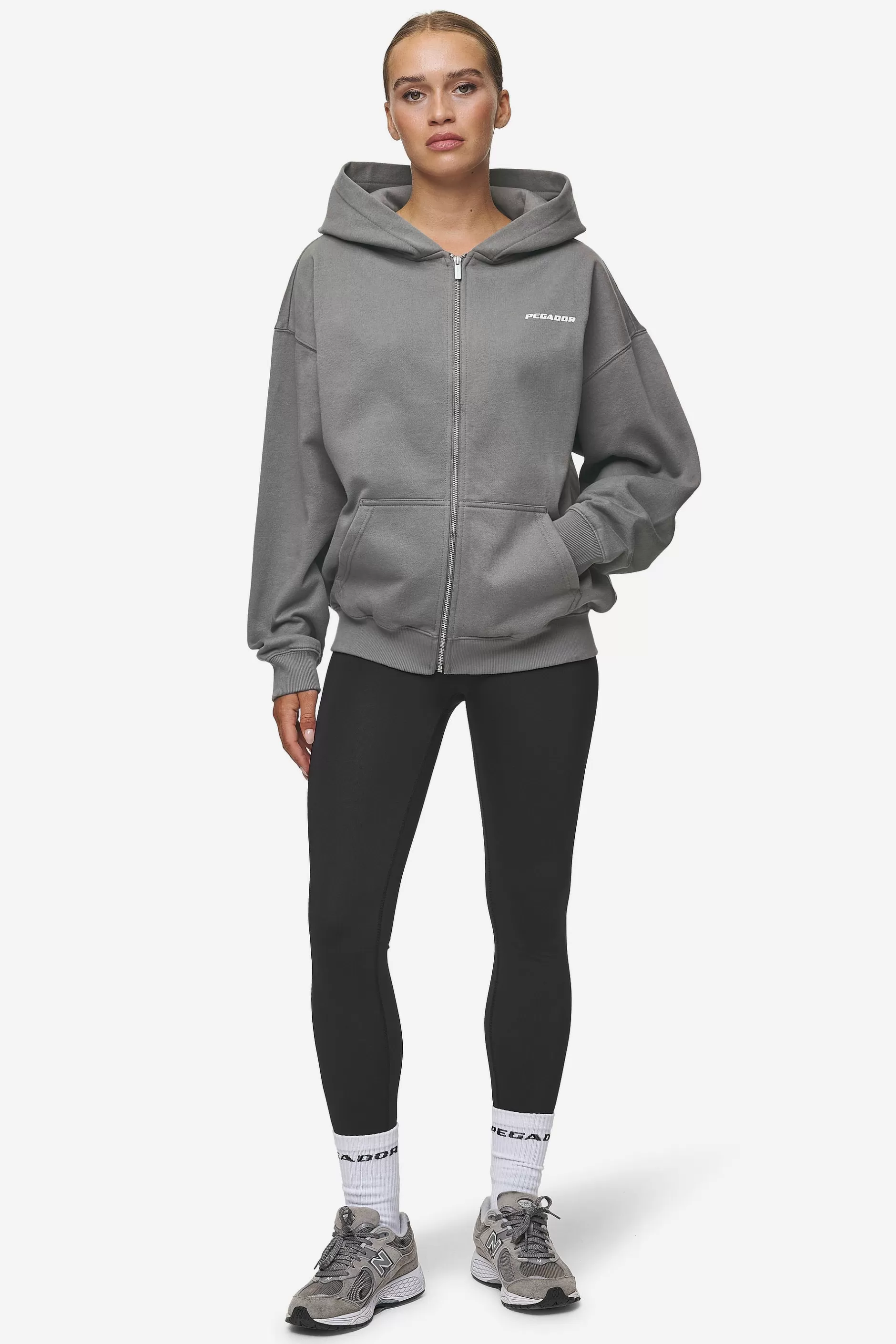 Cheap Pegador Ramira Oversized Sweat Jacket Washed Deep Grey White