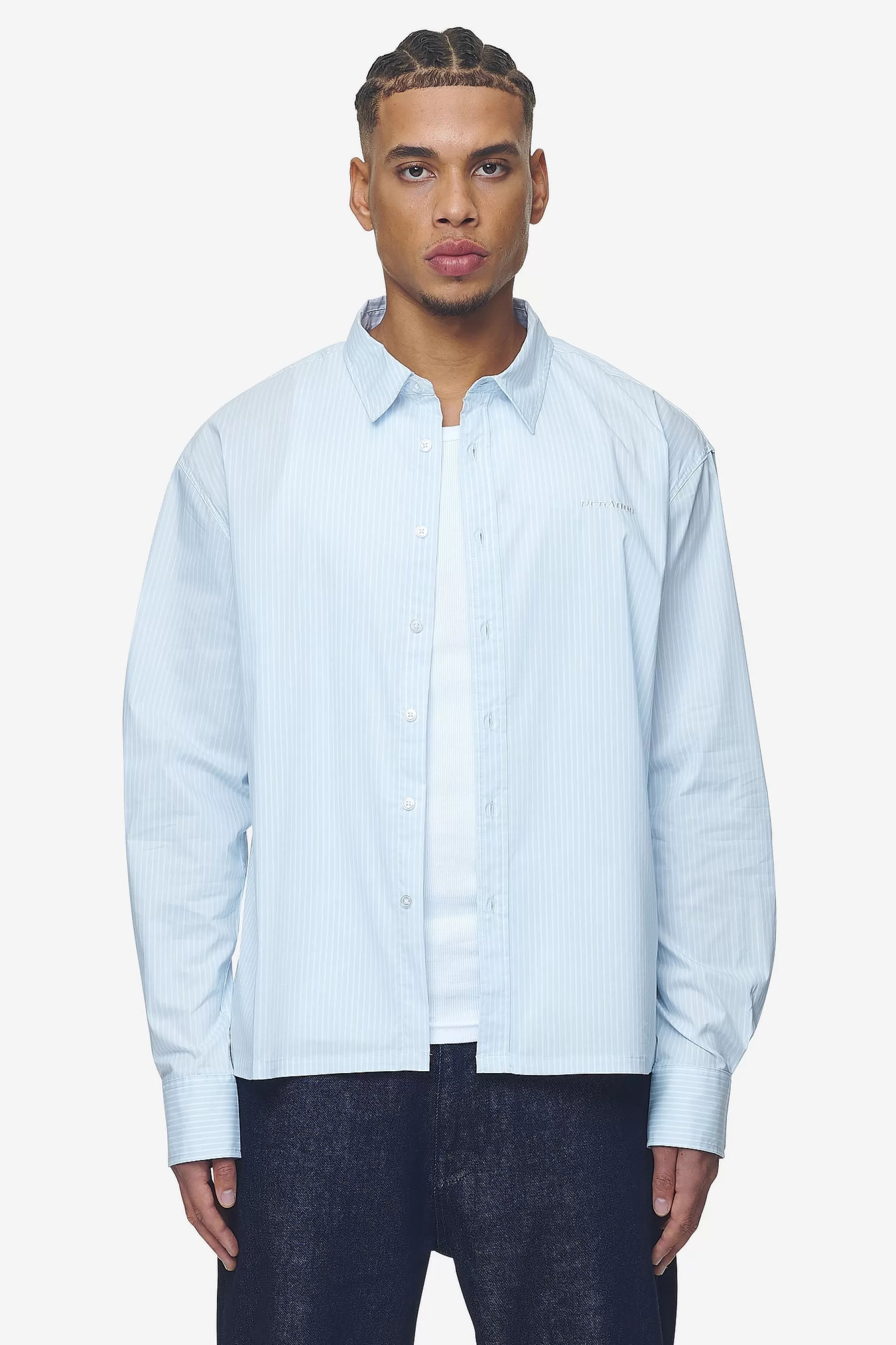 Best Sale Pegador Raton Oversized Longsleeve Shirt Baby blue white