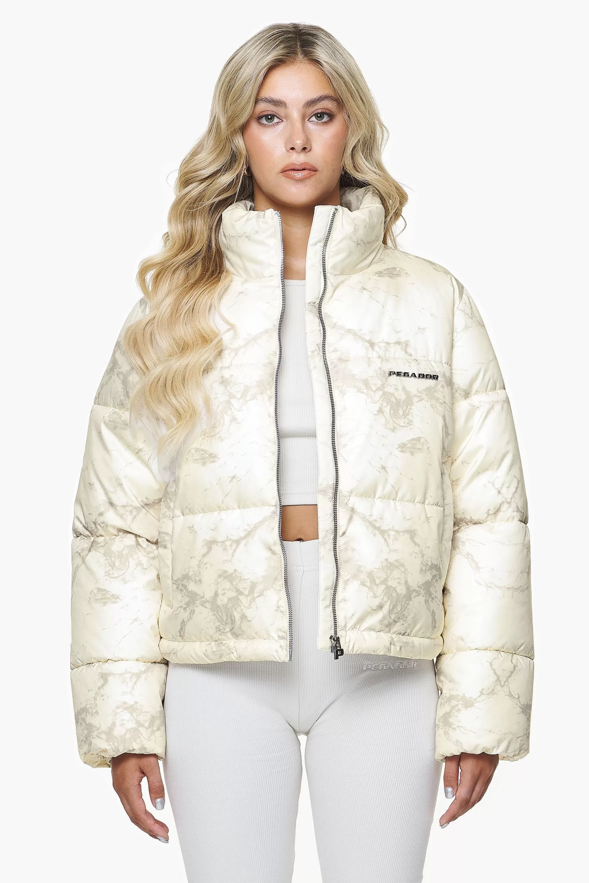 Flash Sale Pegador Royal Marble Puffer Jacket Bone White Fossil Taupe