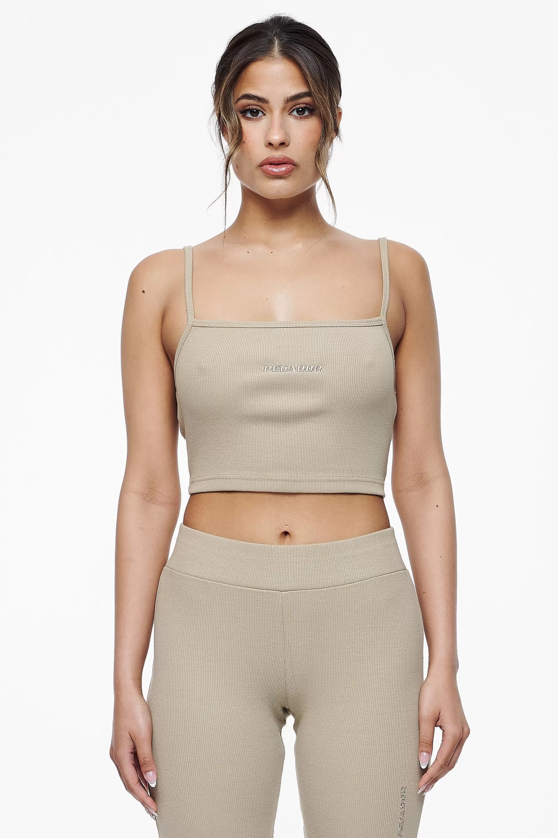 Best Pegador Ruby Rib Crop Top Vintage Washed Espresso
