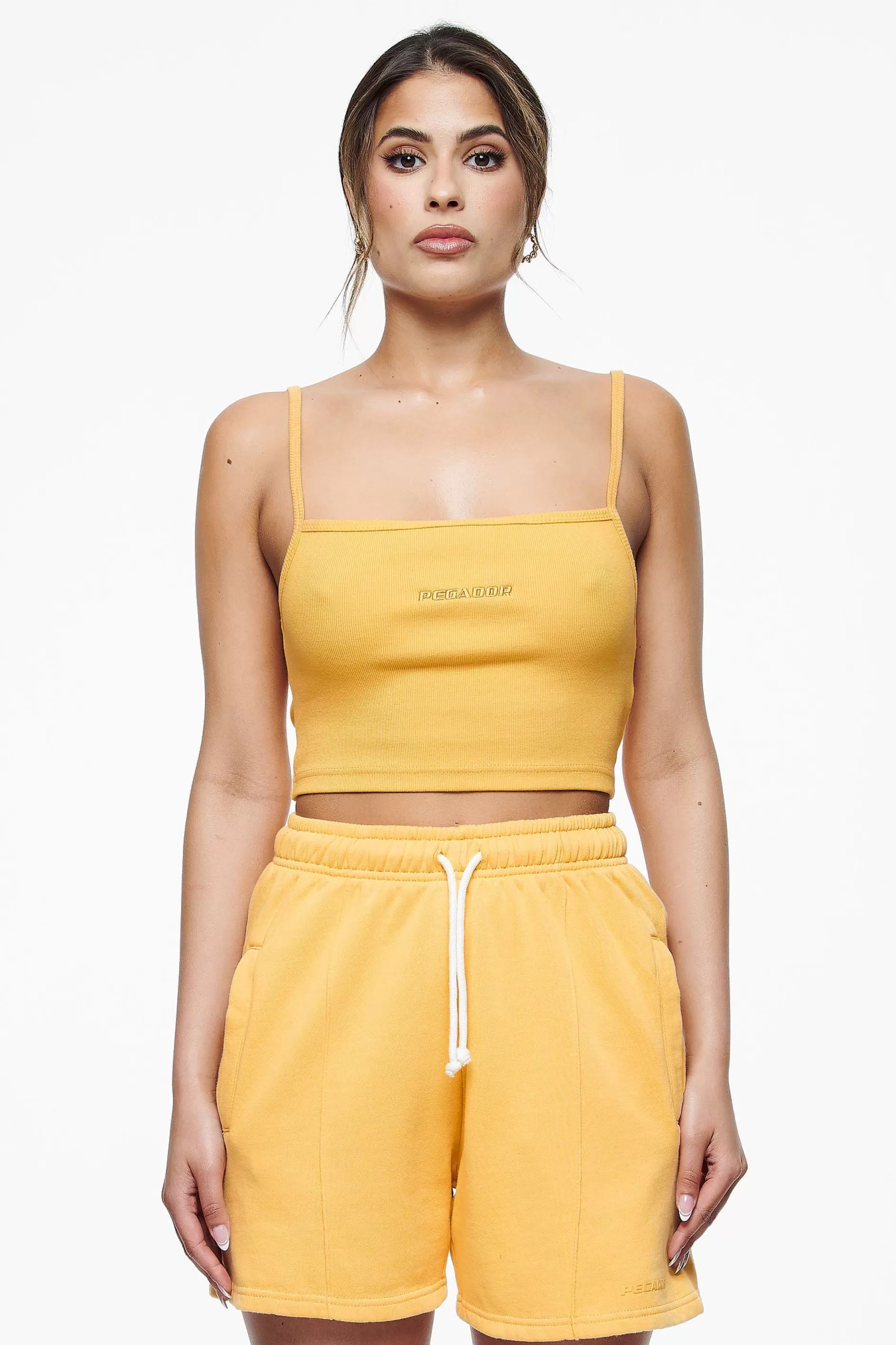 Cheap Pegador Ruby Rib Crop Top Vintage Washed Golden Sun
