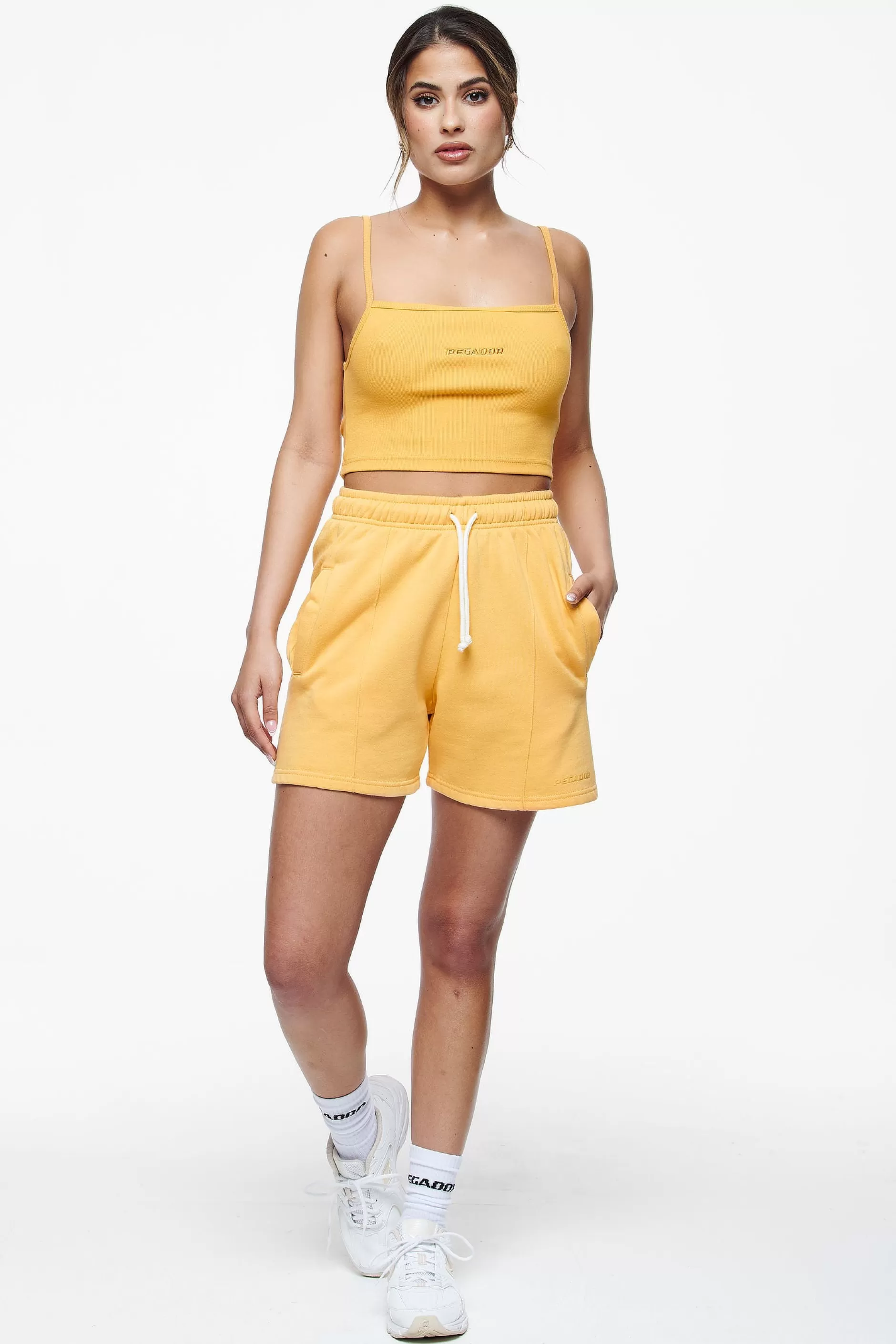 Cheap Pegador Ruby Rib Crop Top Vintage Washed Golden Sun