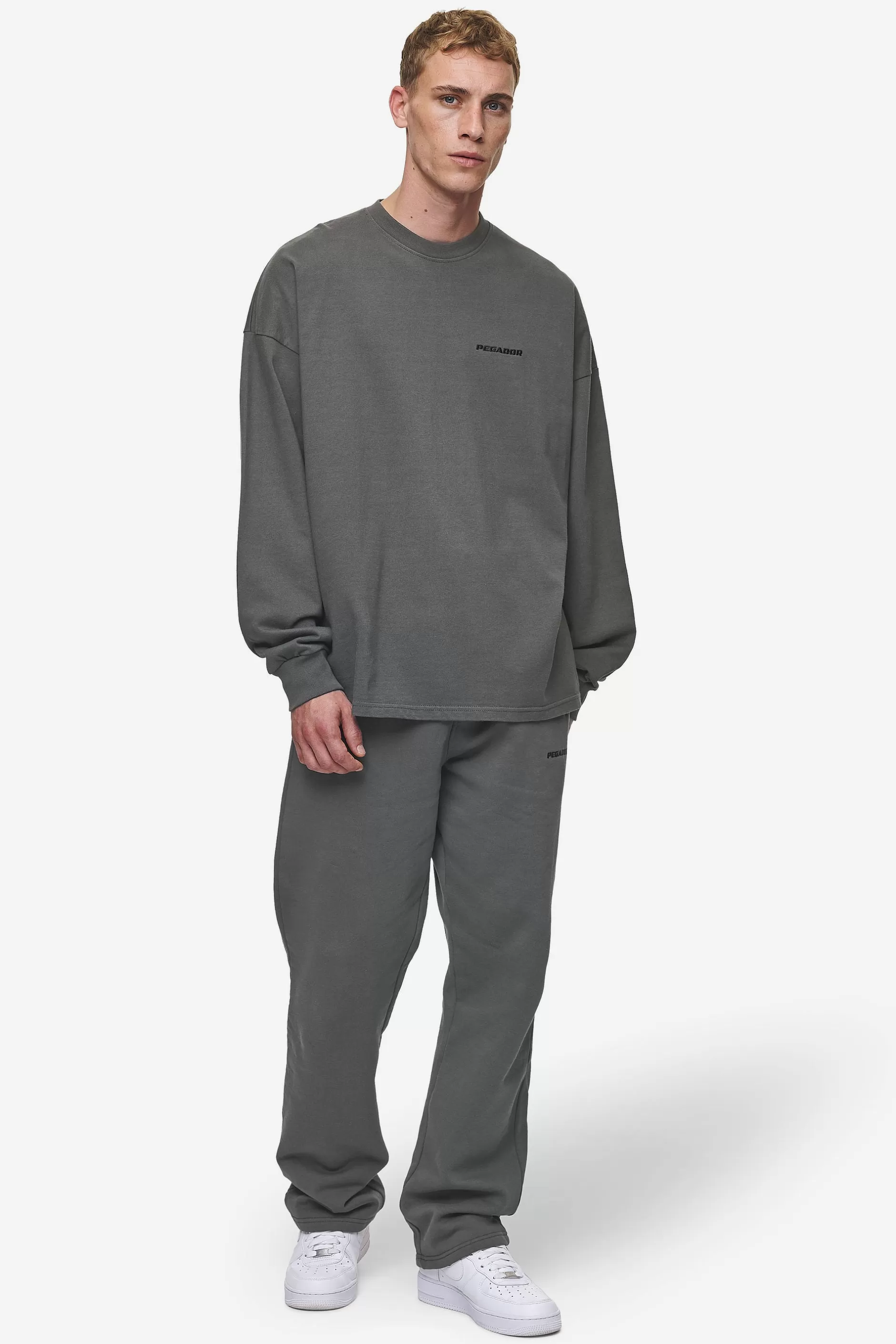 Cheap Pegador Rusk Logo Oversized Longsleeve Washed Anthracite