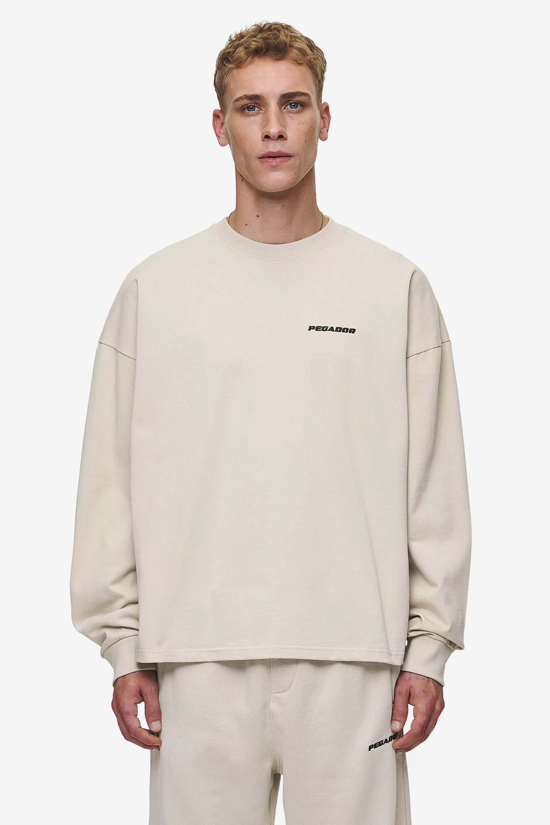 Online Pegador Rusk Logo Oversized Longsleeve Washed Light Beige