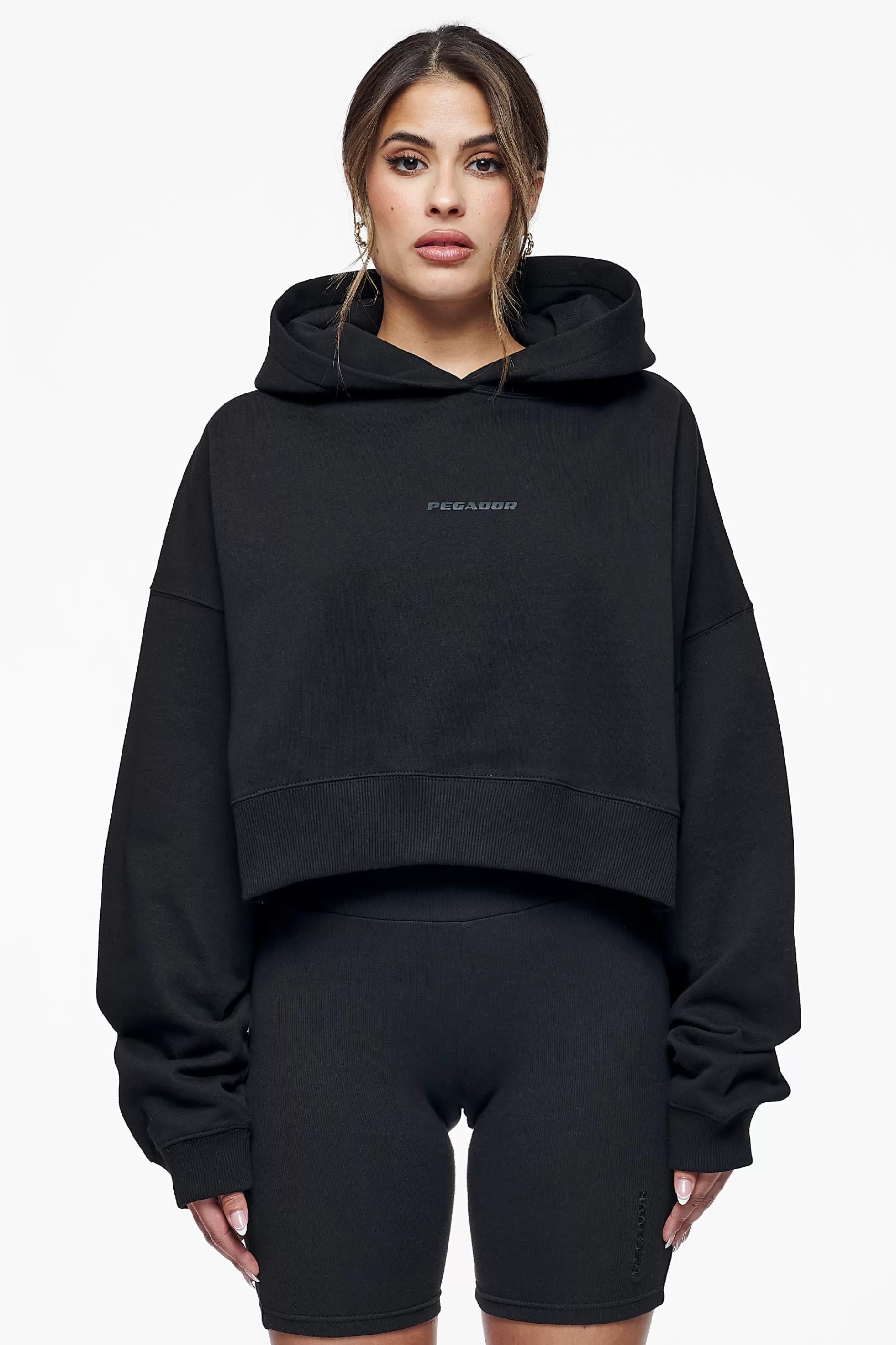 Fashion Pegador Salita Oversized Cropped Hoodie Black Gum