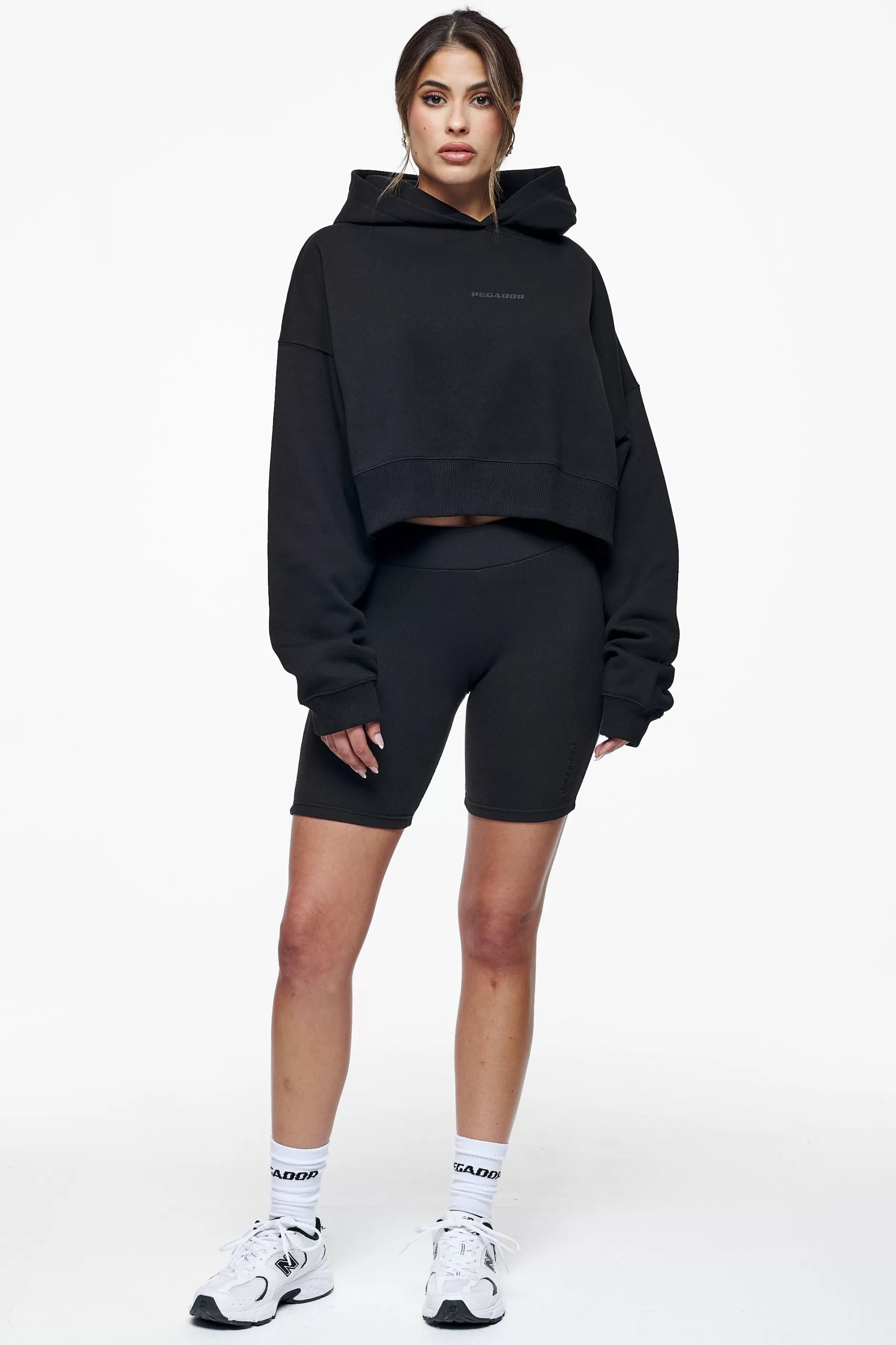 Fashion Pegador Salita Oversized Cropped Hoodie Black Gum