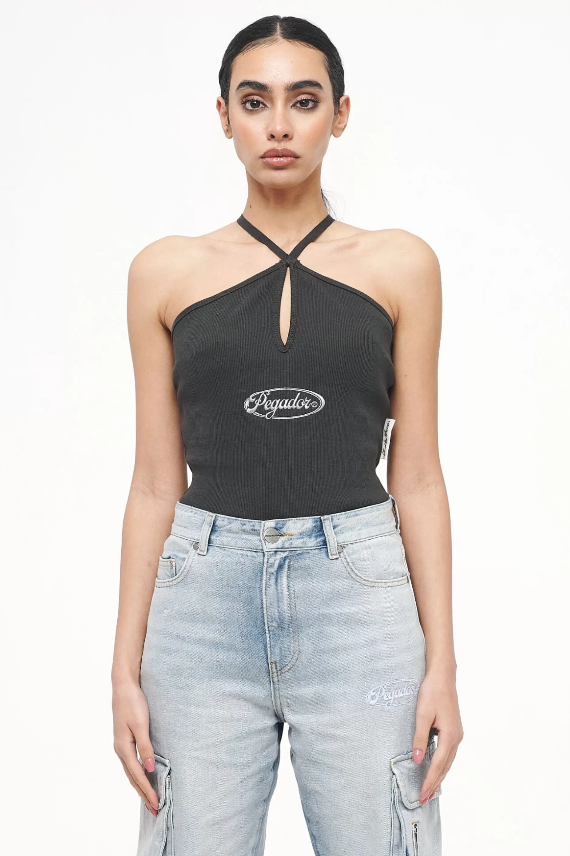 Best Pegador Santos Rib Neckholder Bodysuit Vintage Washed Iron Grey