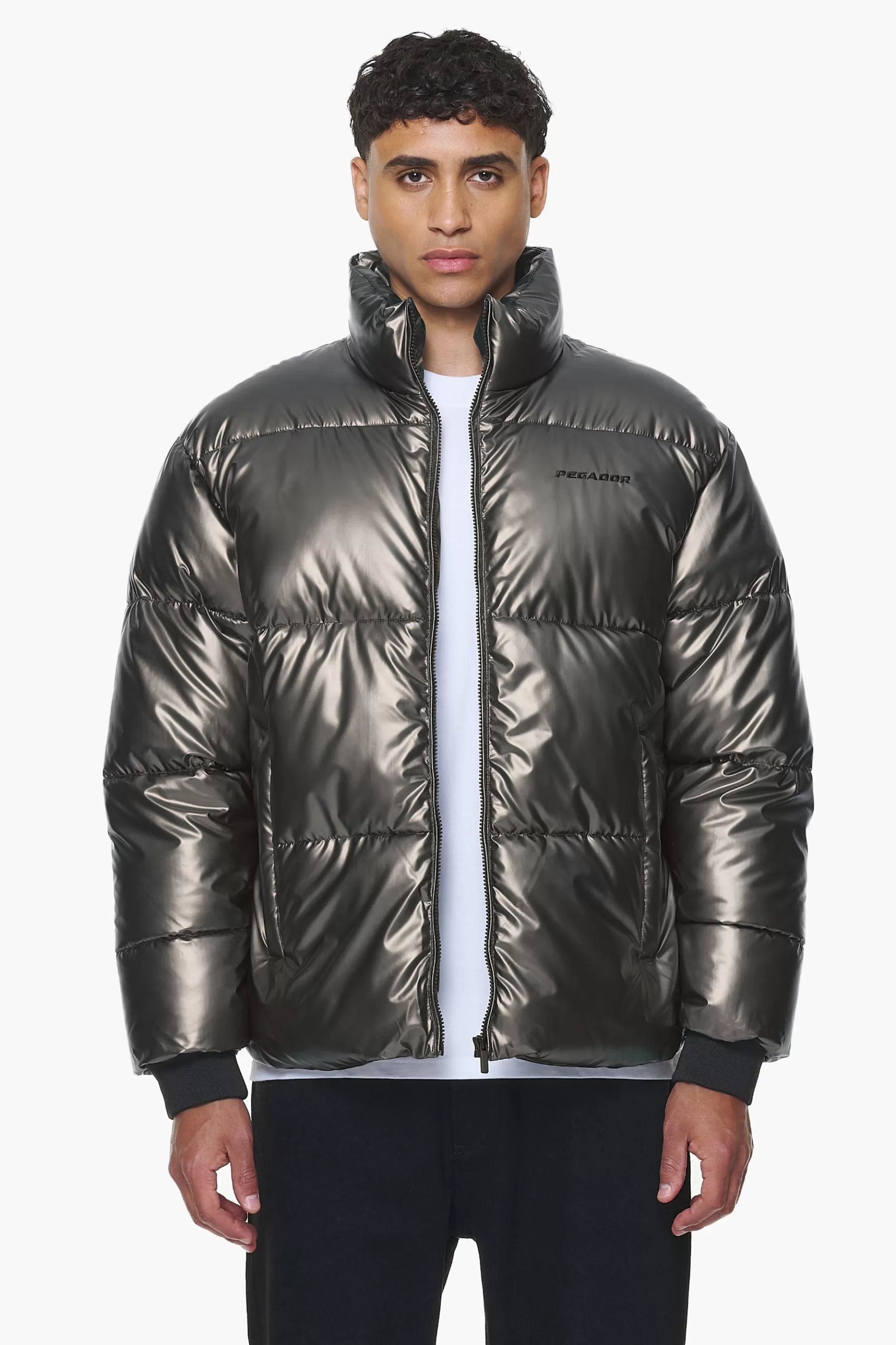 Best Pegador Solin Glossy Puffer Jacket Dark Chrome