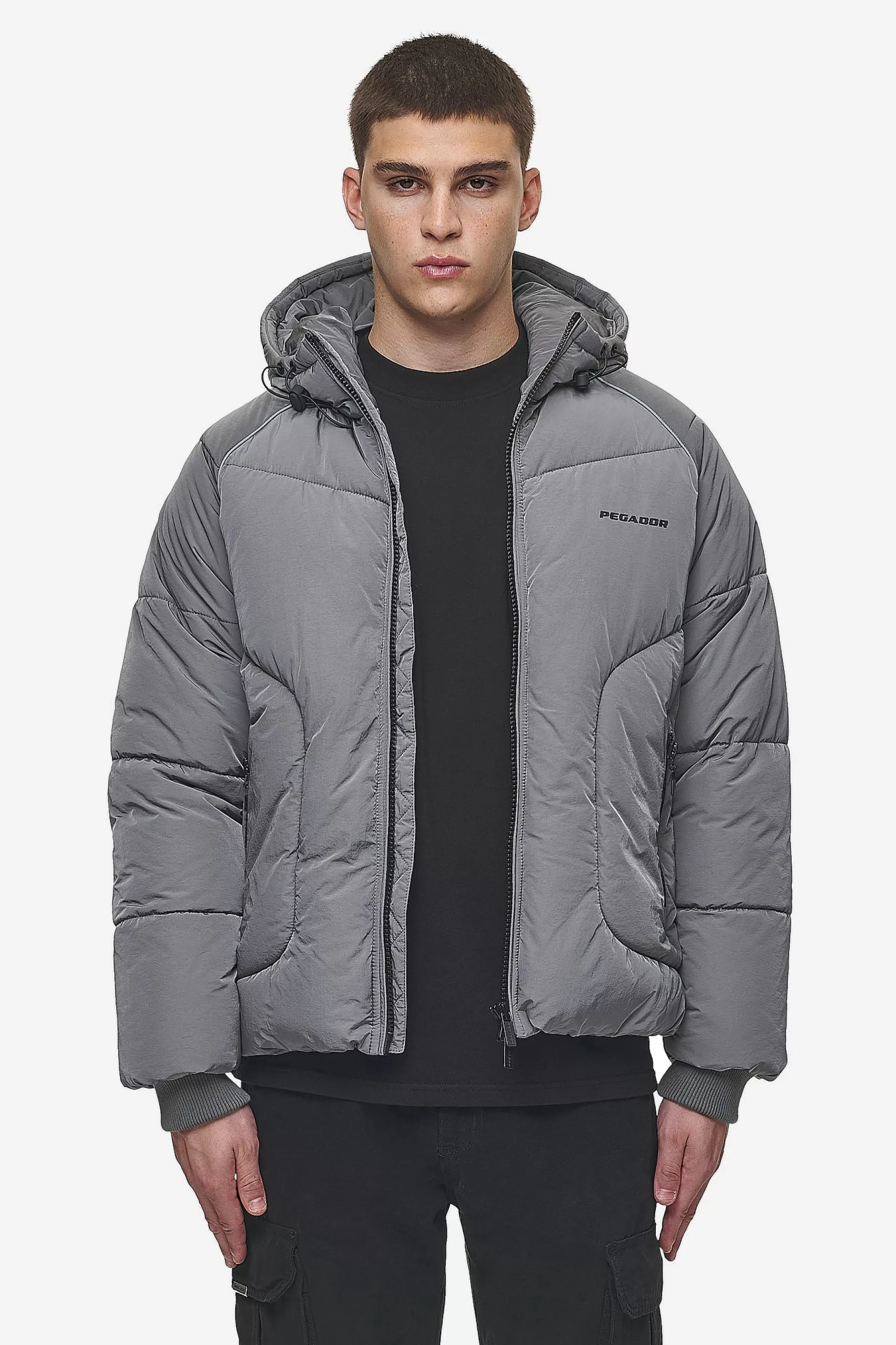 Shop Pegador Toby Crushed Raglan Puffer Jacket Anthracite