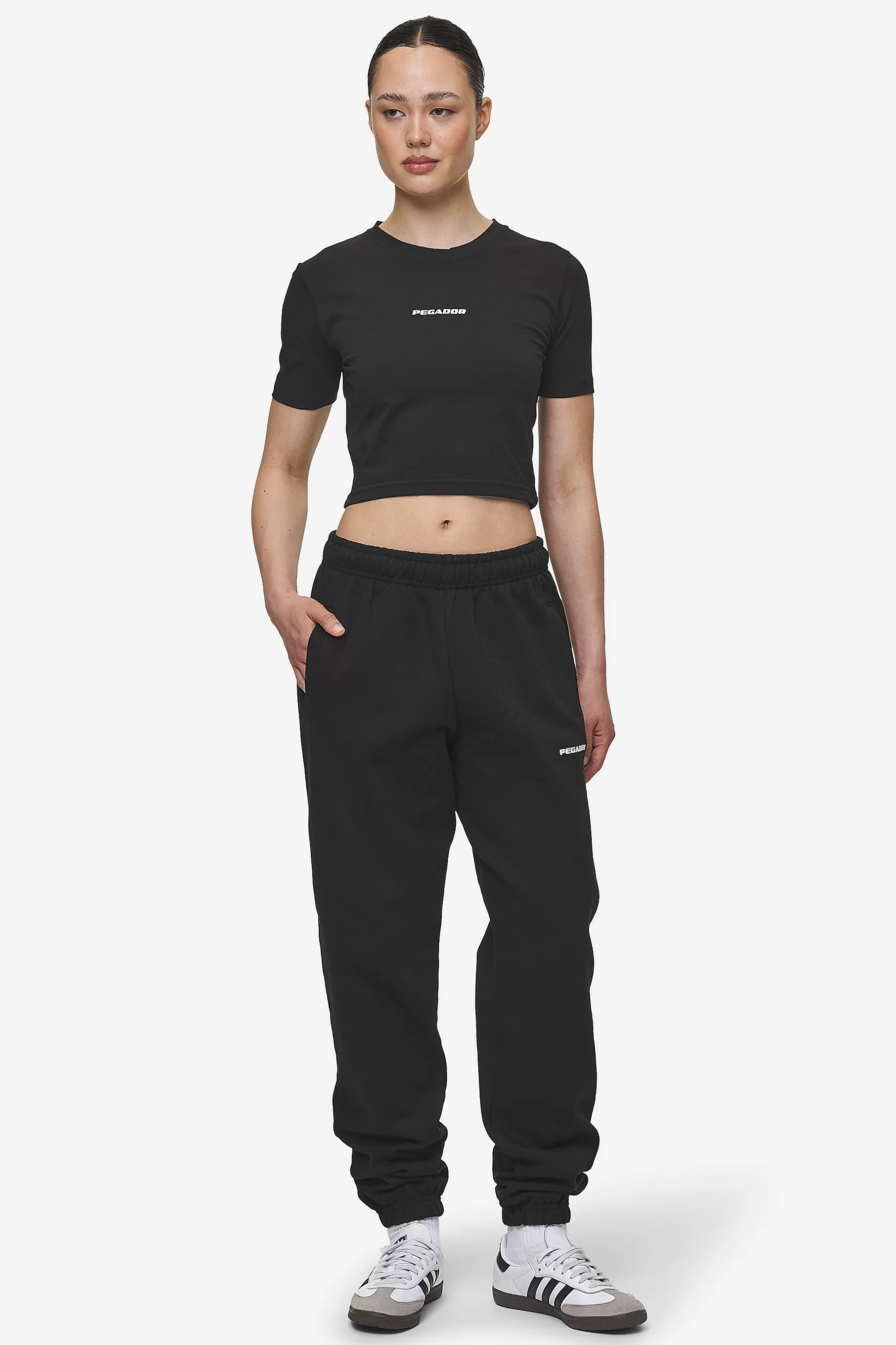 Shop Pegador Villa High Waisted Sweat Pants White Gum Black