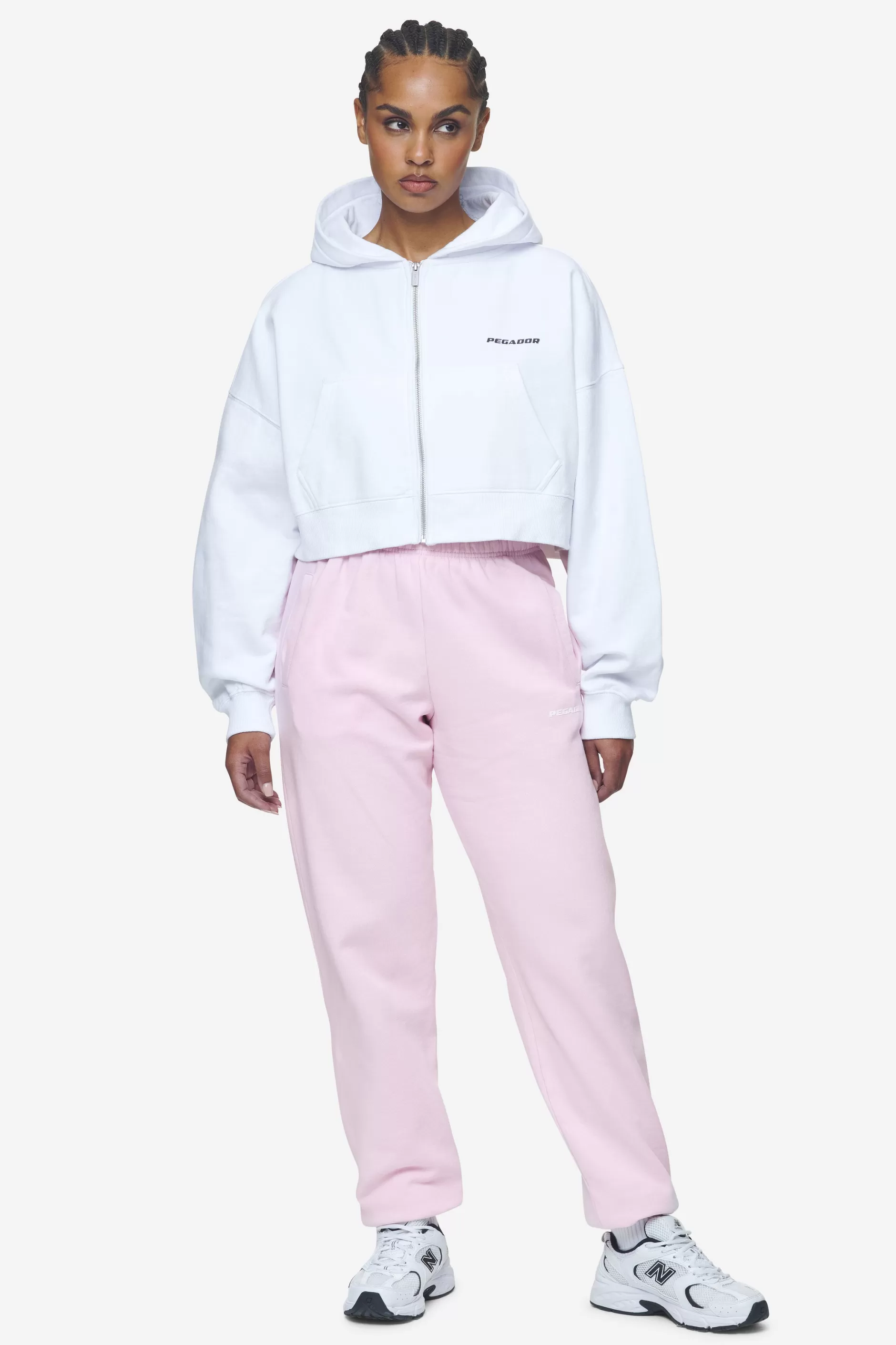 Shop Pegador Villa High Waisted Sweat Pants White Gum Washed bubblegum