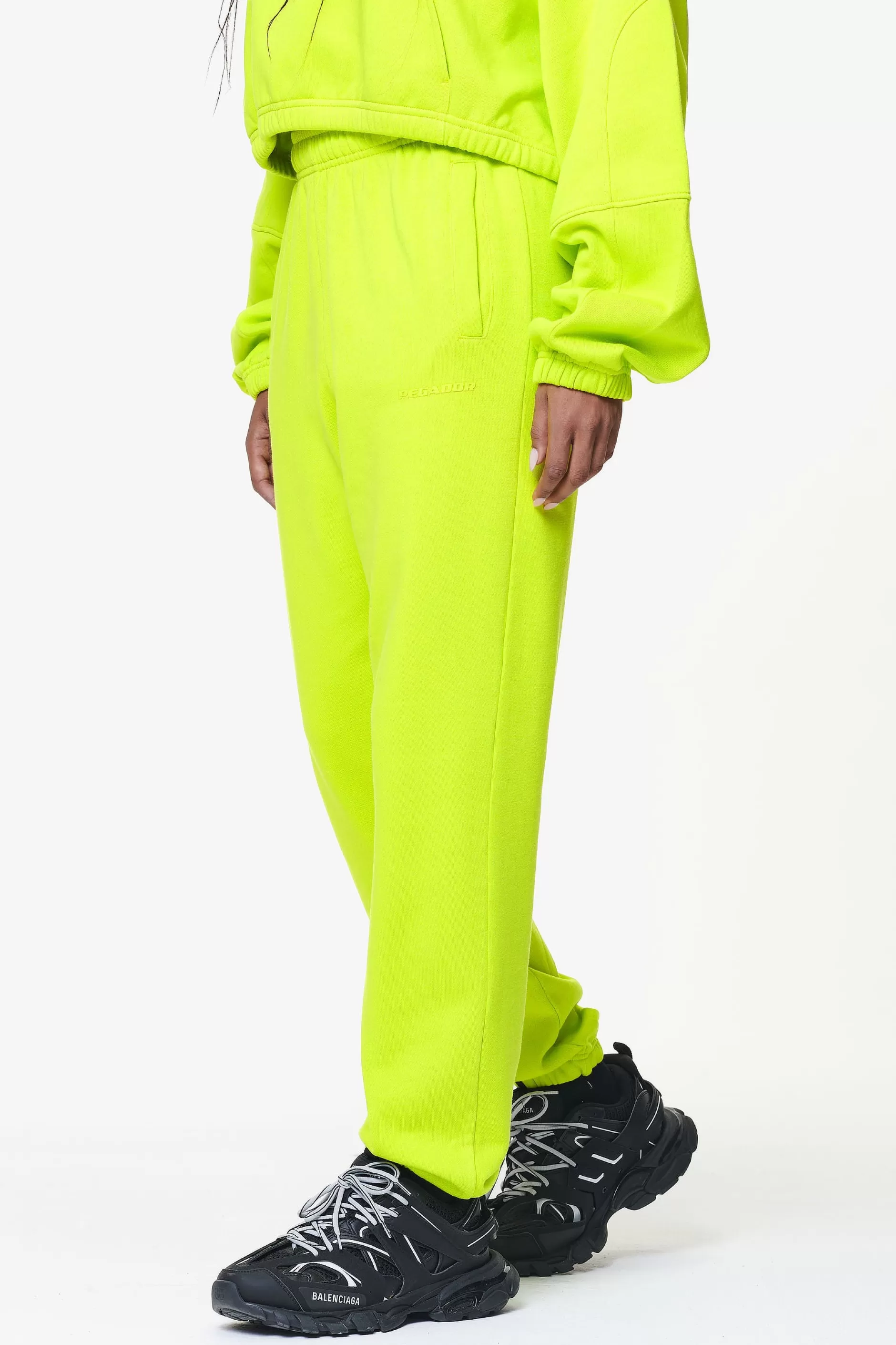 Sale Pegador Villa High Waisted Sweat Pants Washed Lime Yellow Gum