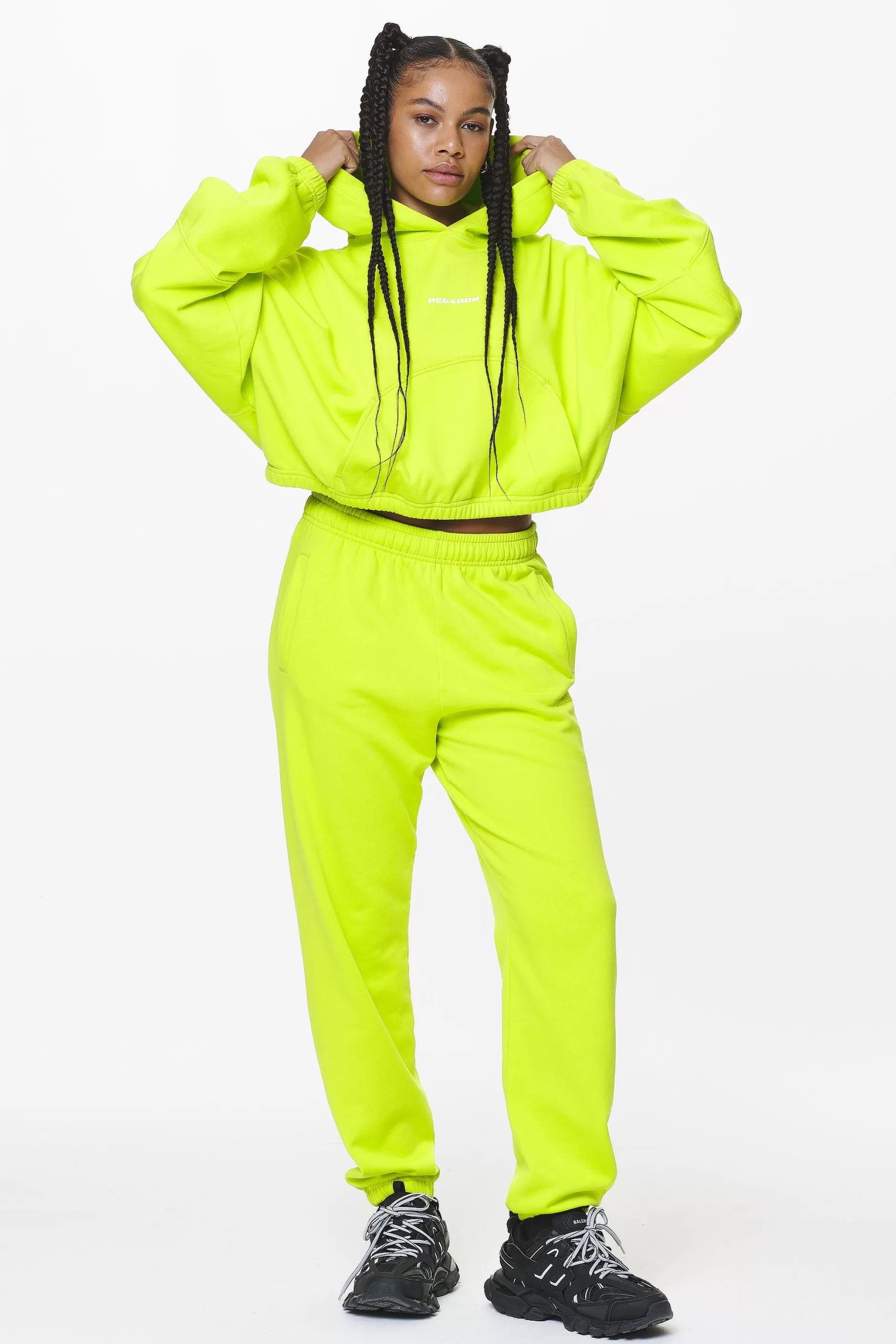 Sale Pegador Villa High Waisted Sweat Pants Washed Lime Yellow Gum