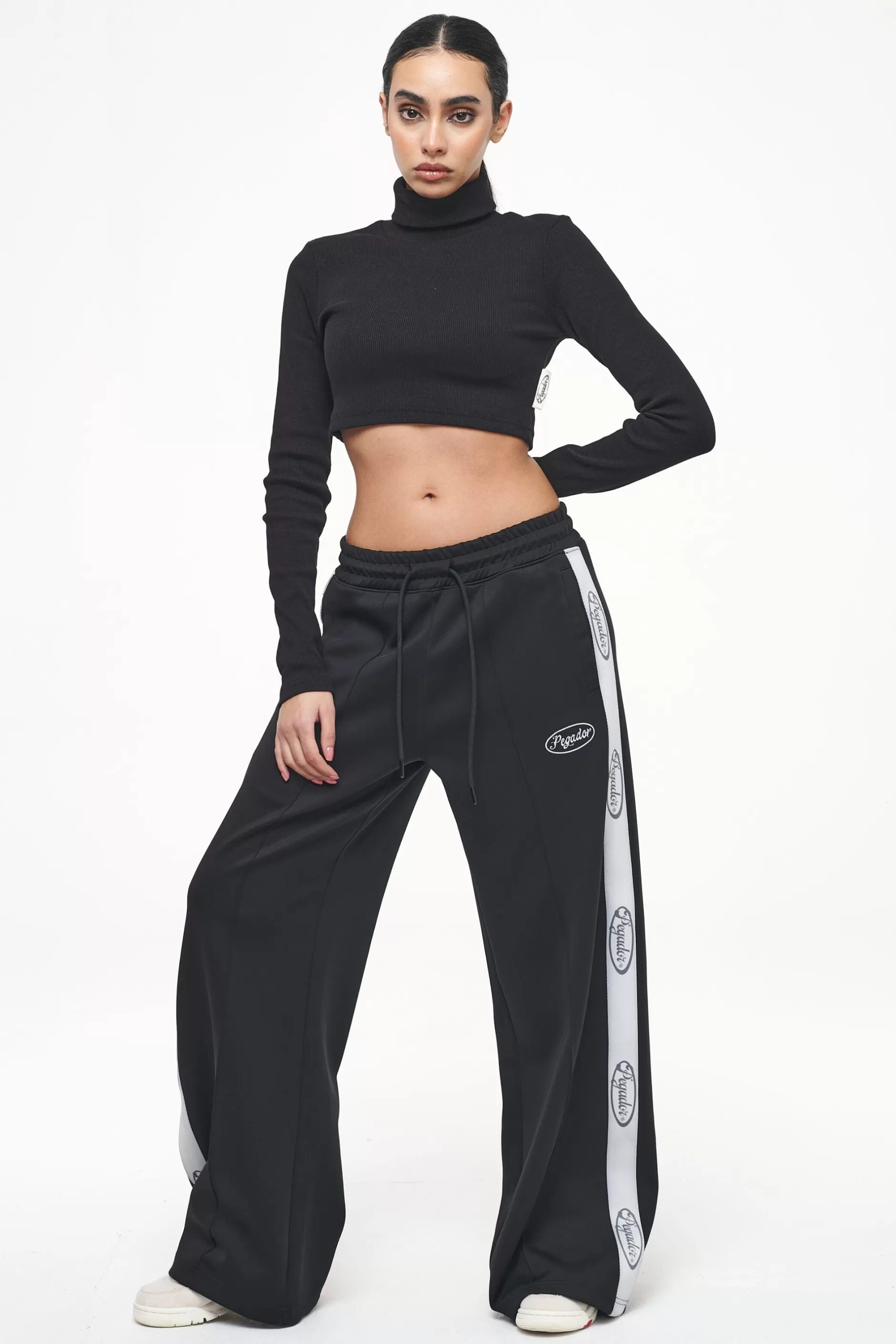 Outlet Pegador Zito Rib Cropped Turtleneck Longsleeve Black